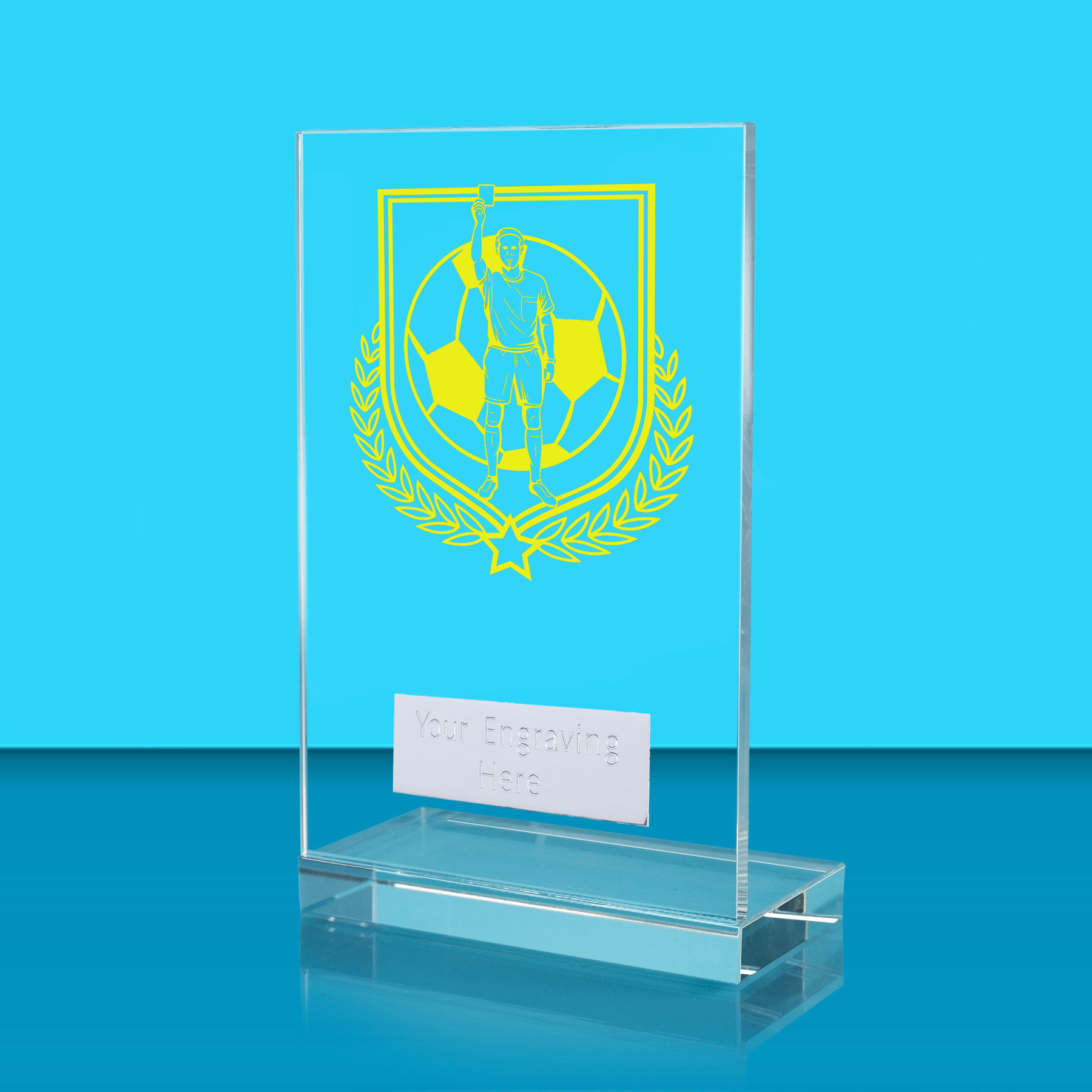 UV Colour Printed Referee L Shaped Jade Glass Award
