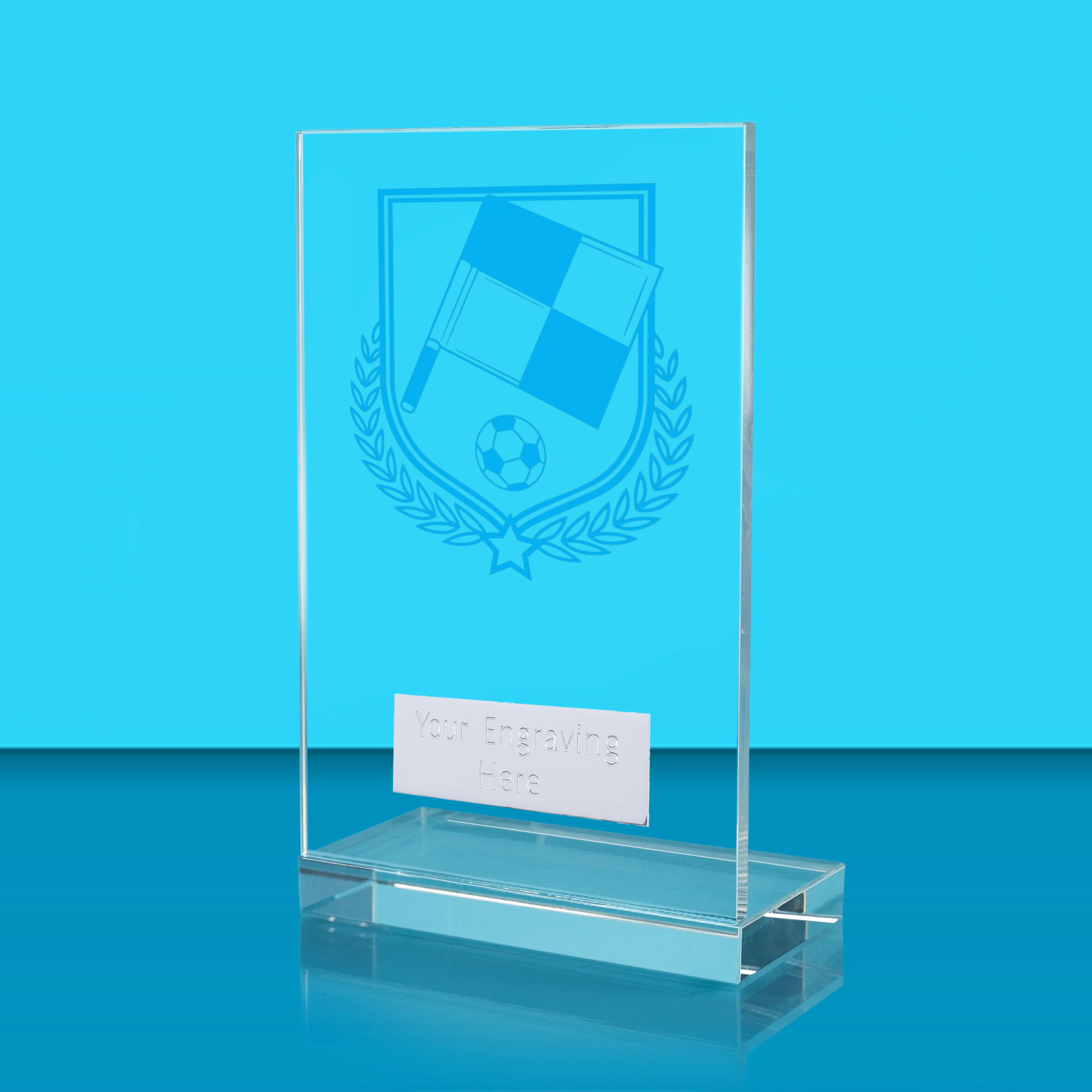 UV Colour Printed Referee L Shaped Jade Glass Award