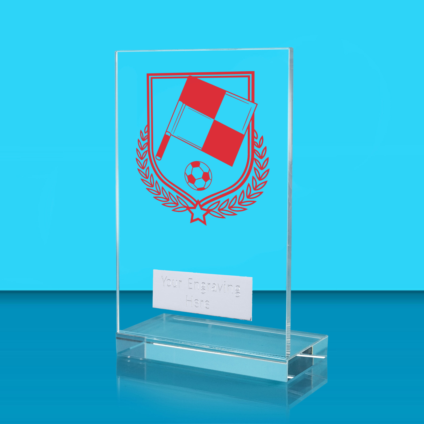 UV Colour Printed Referee L Shaped Jade Glass Award