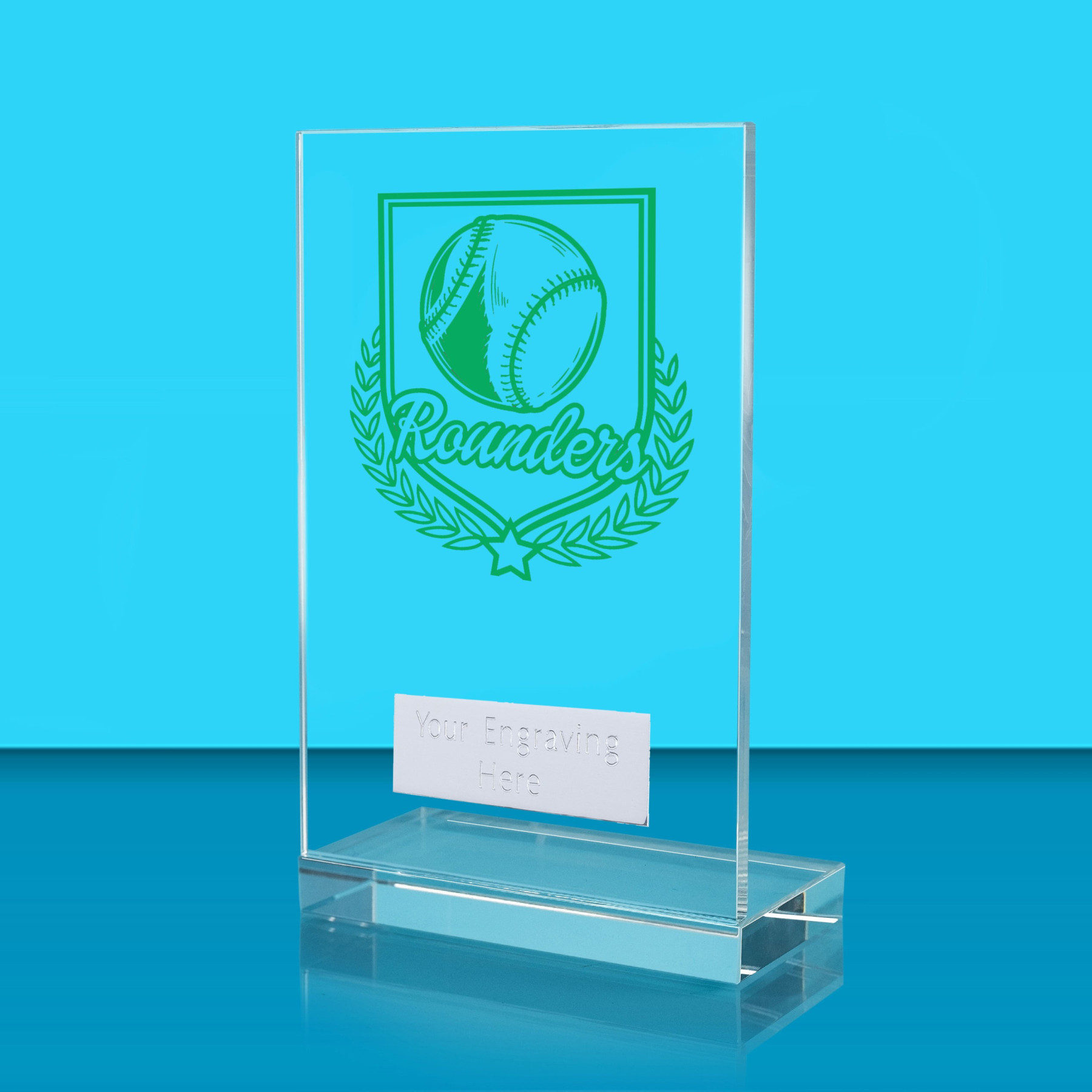 UV Colour Printed Rounders L Shaped Jade Glass Award