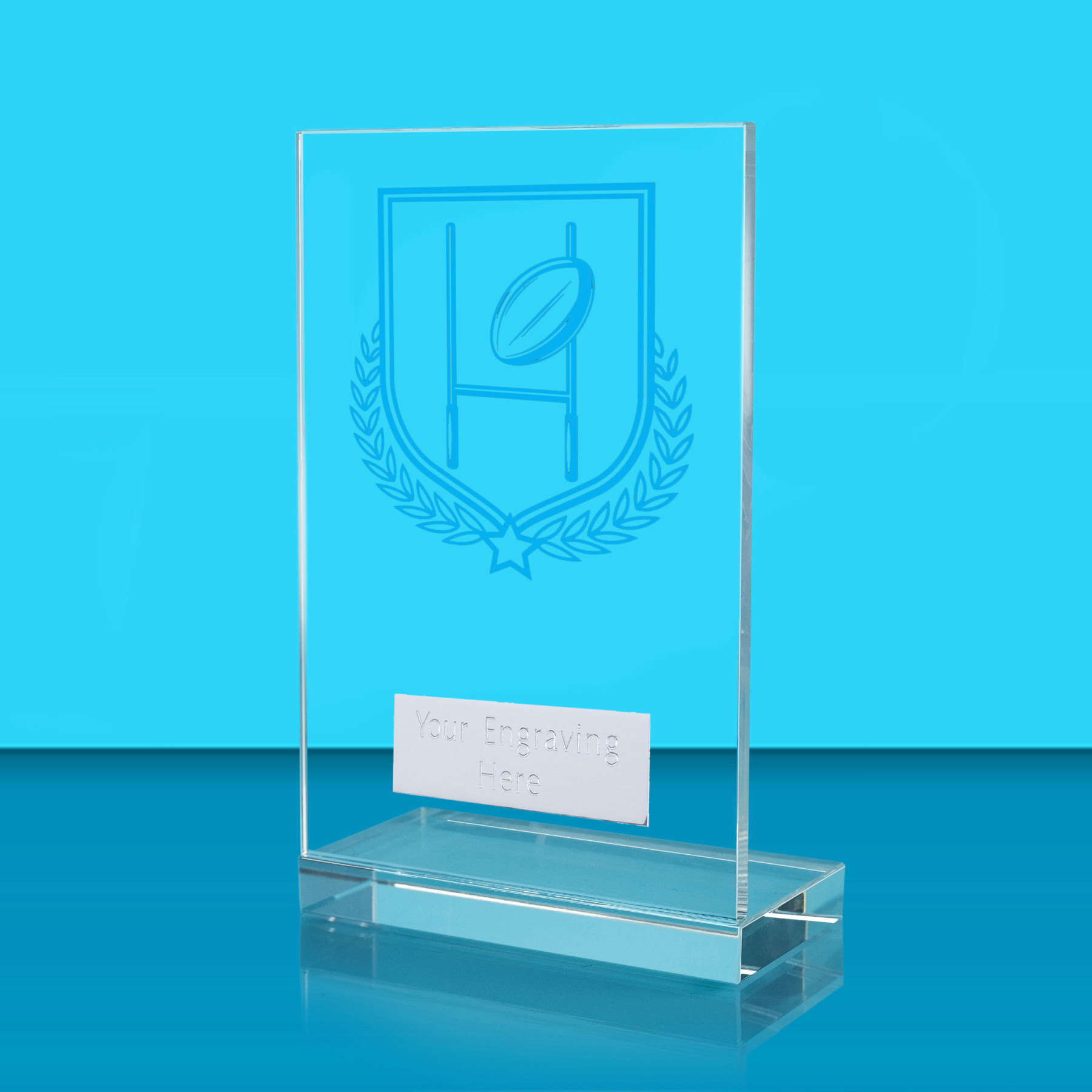 UV Colour Printed Rugby L Shaped Jade Glass Award