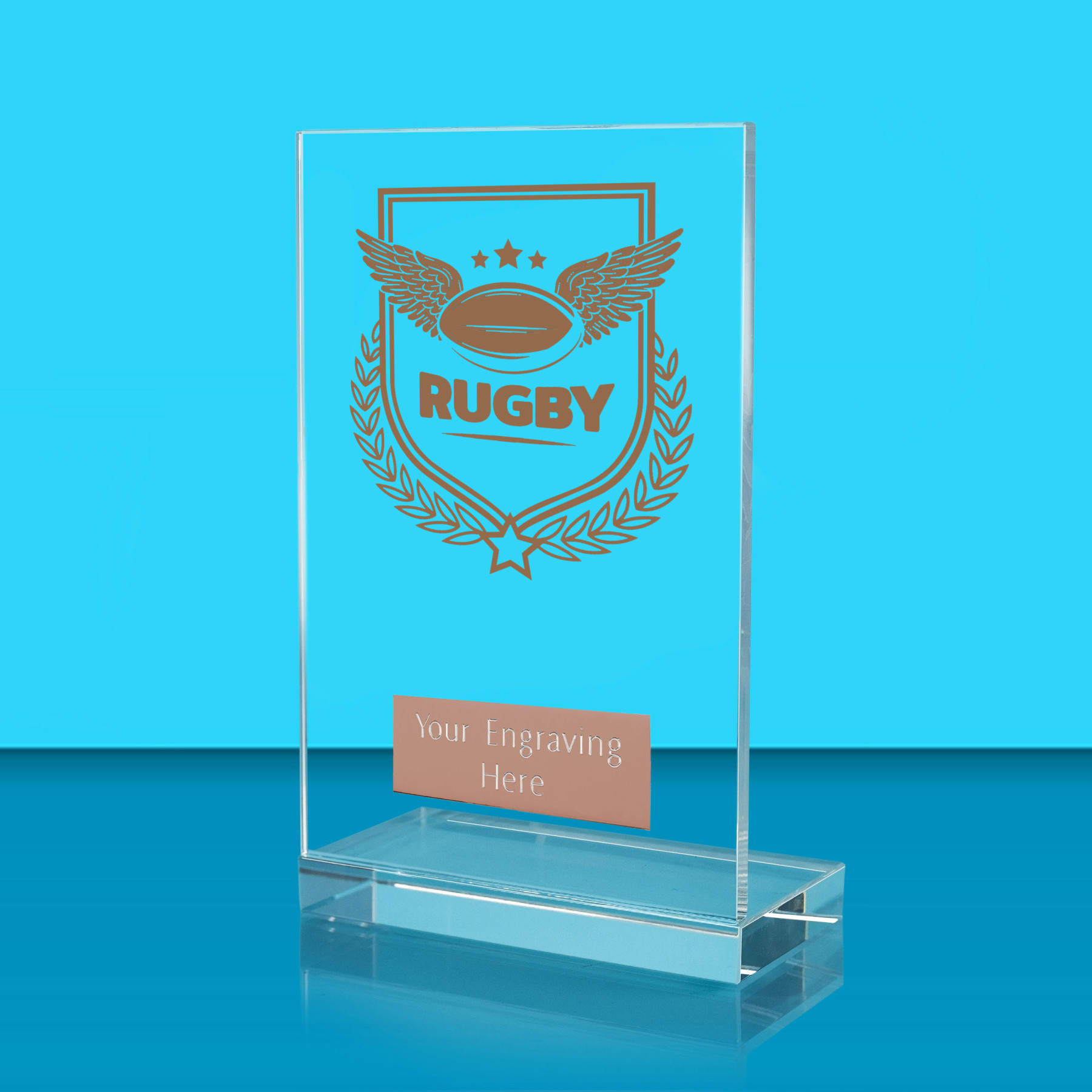 UV Colour Printed Rugby L Shaped Jade Glass Award