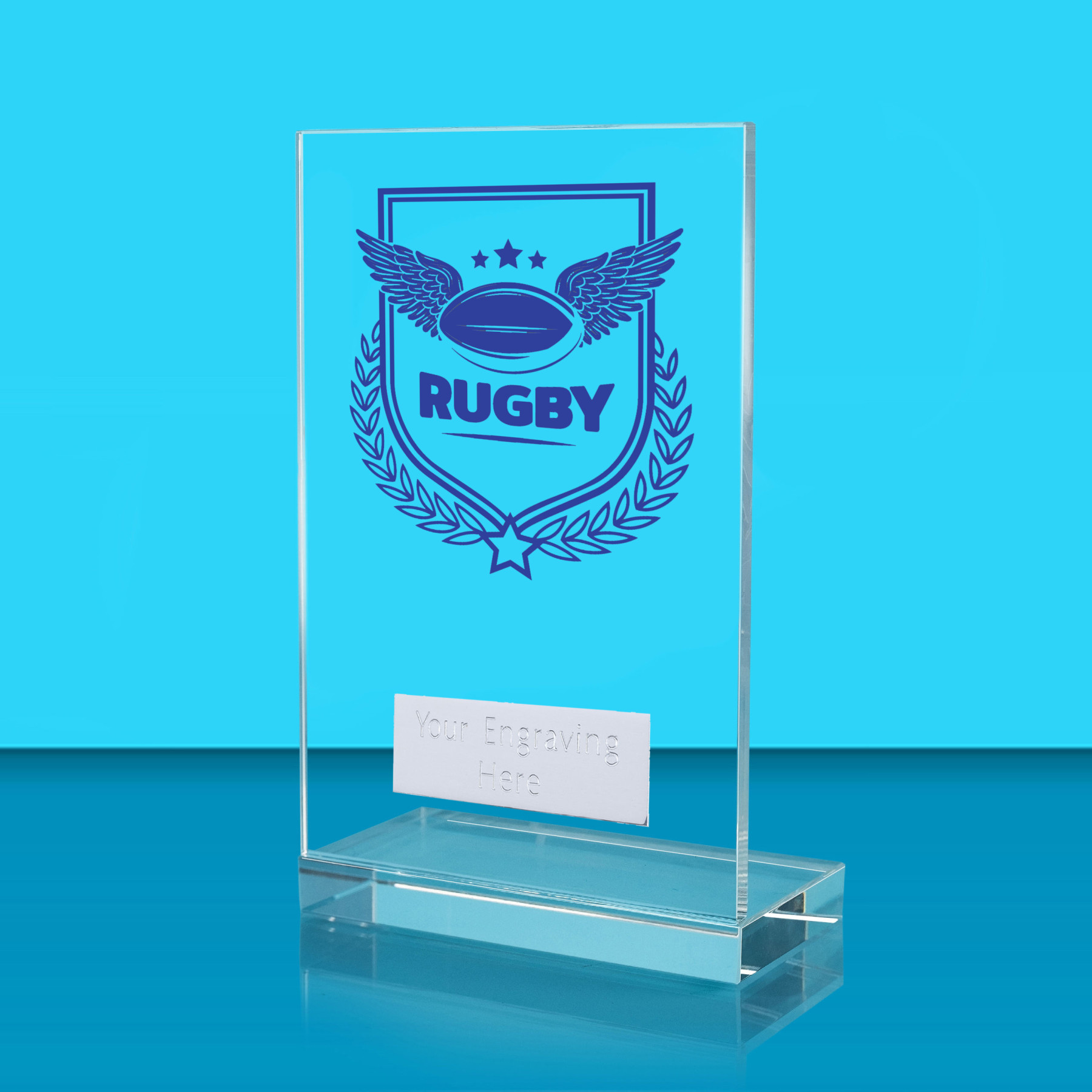 UV Colour Printed Rugby L Shaped Jade Glass Award