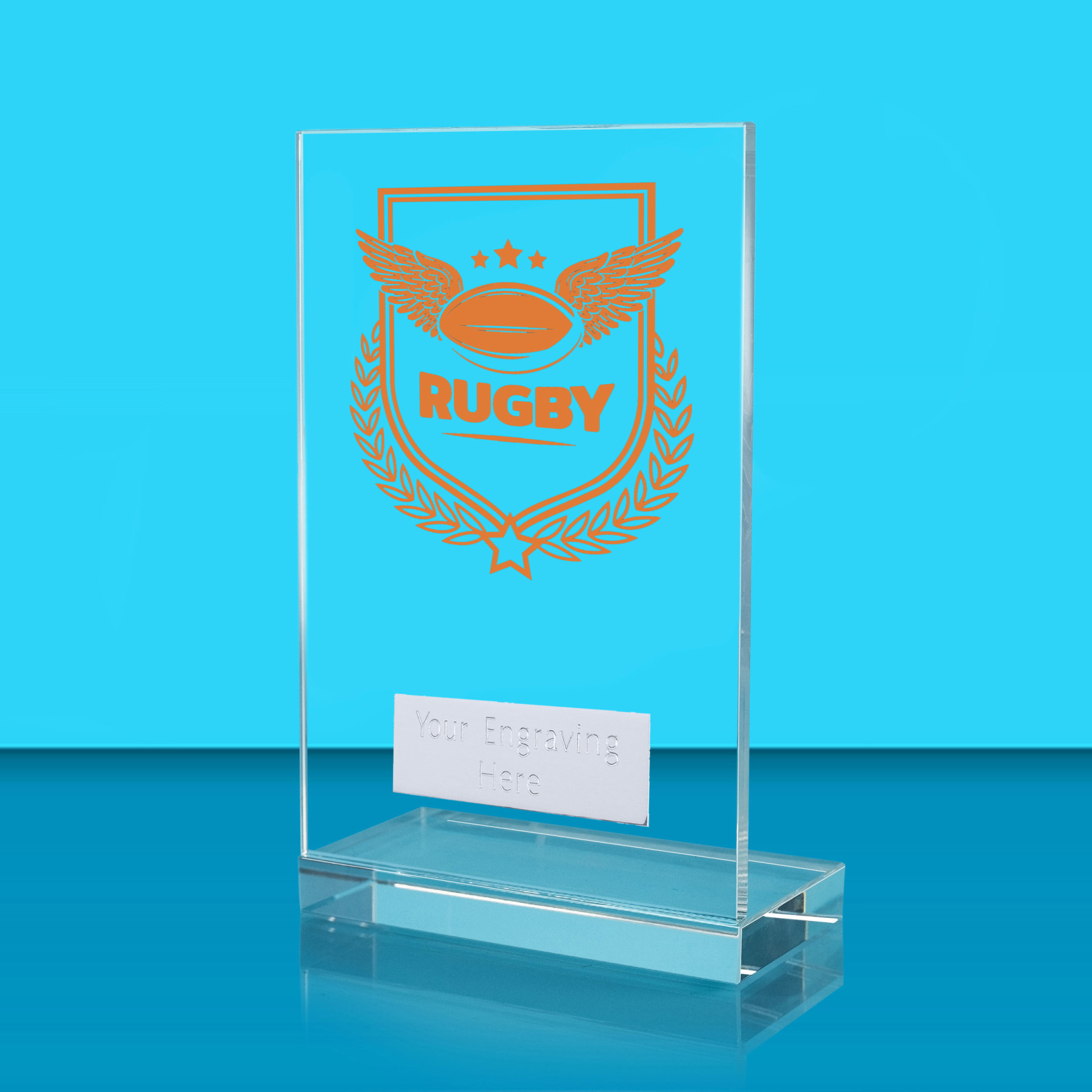 UV Colour Printed Rugby L Shaped Jade Glass Award