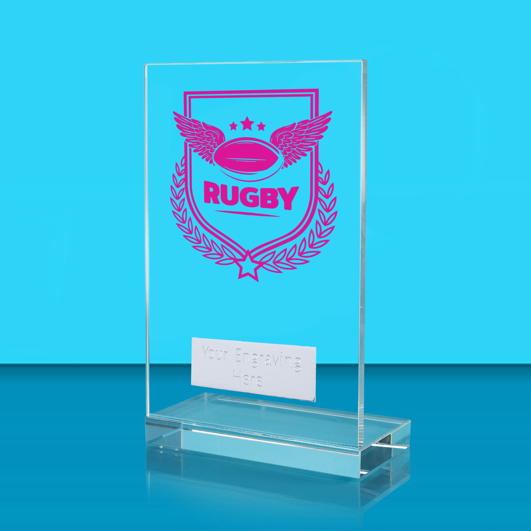 UV Colour Printed Rugby L Shaped Jade Glass Award