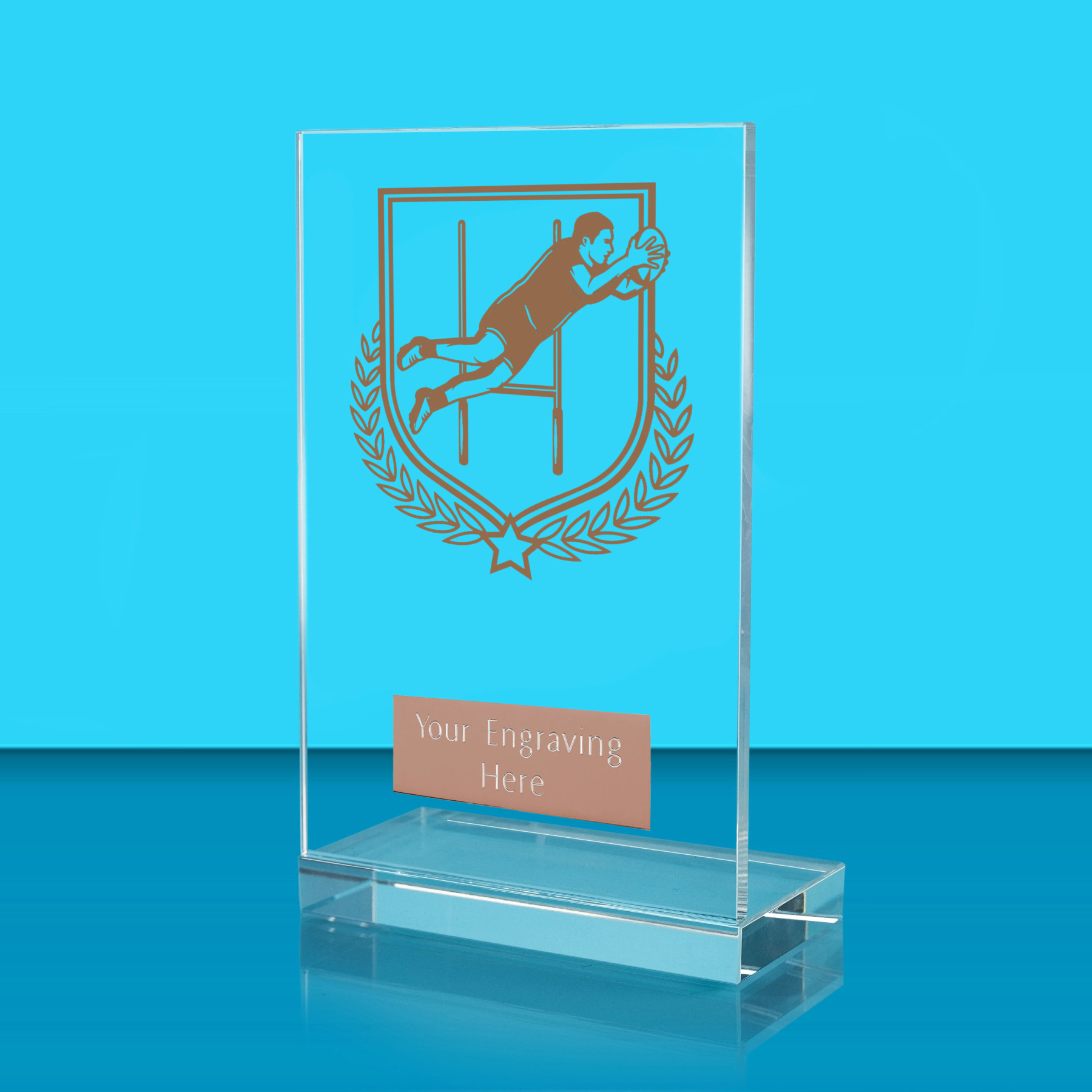 UV Colour Printed Rugby L Shaped Jade Glass Award