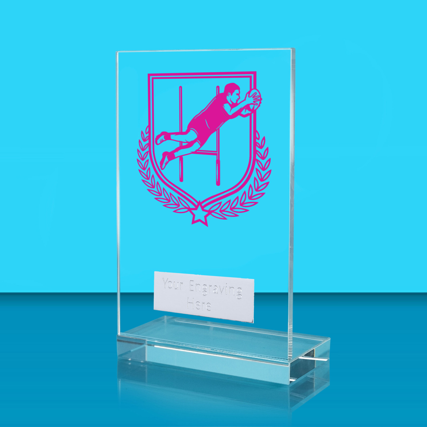 UV Colour Printed Rugby L Shaped Jade Glass Award