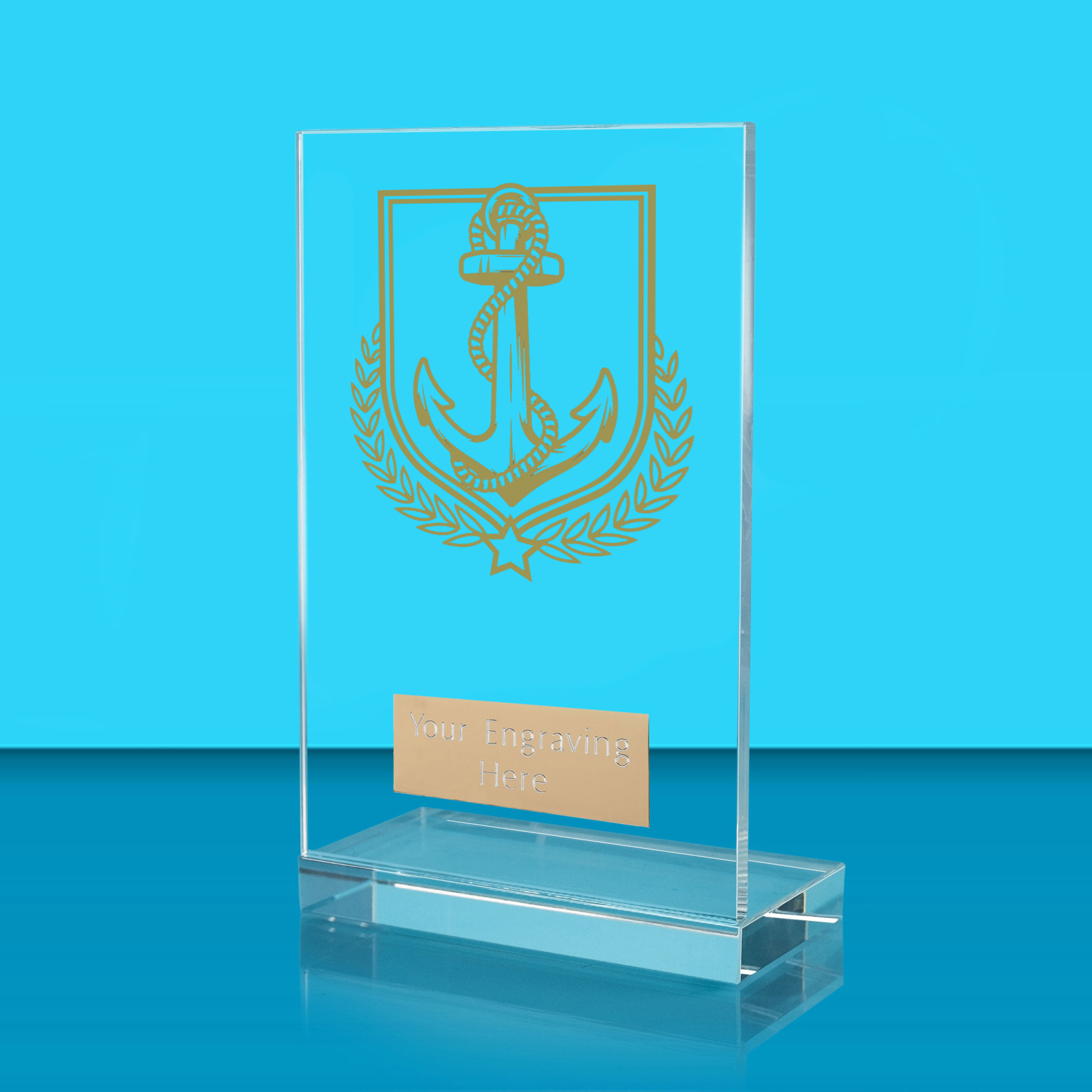UV Colour Printed Sailing L Shaped Jade Glass Award