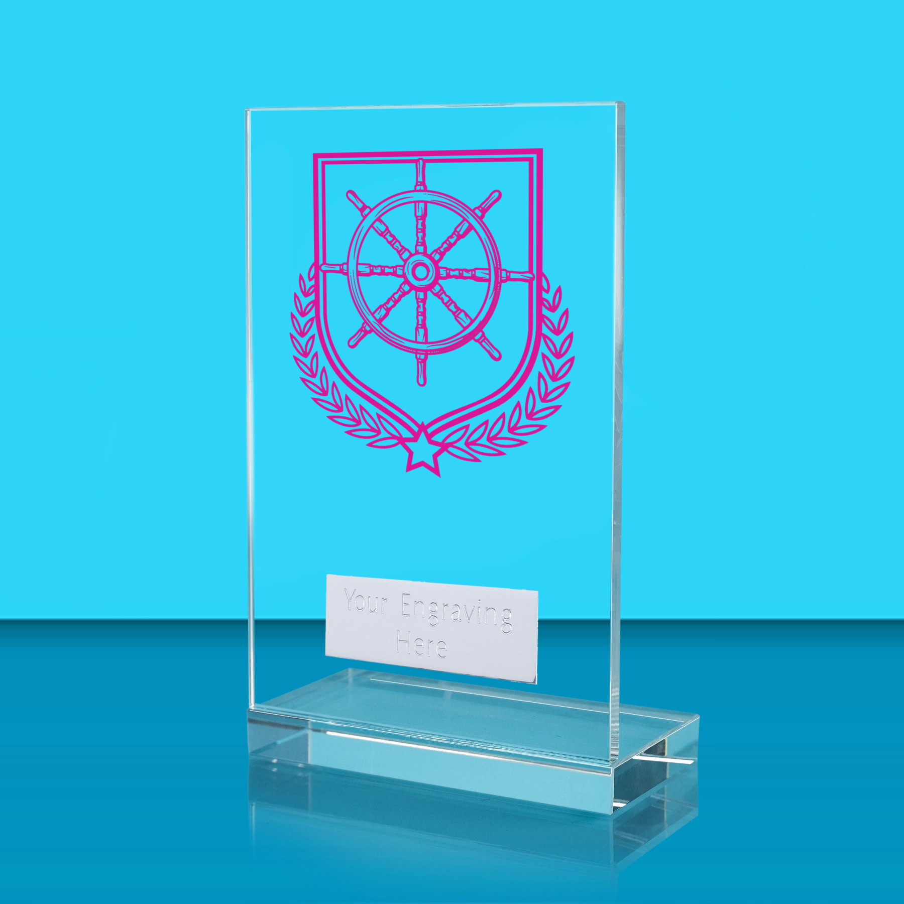 UV Colour Printed Sailing L Shaped Jade Glass Award