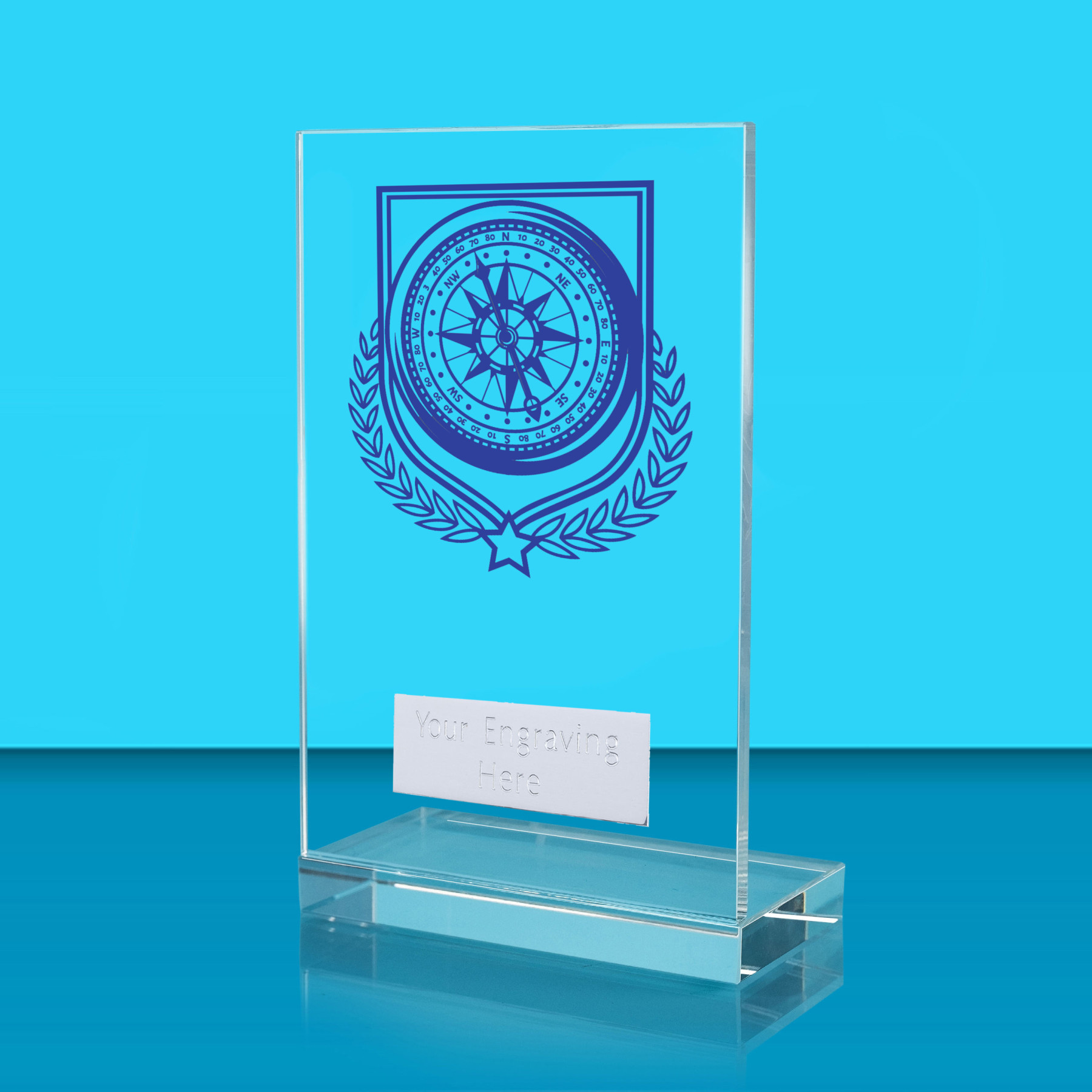 UV Colour Printed Sailing L Shaped Jade Glass Award