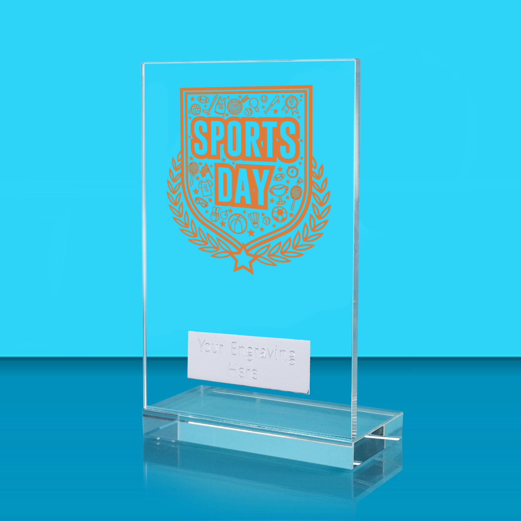 UV Colour Printed Sports Day L Shaped Jade Glass Award