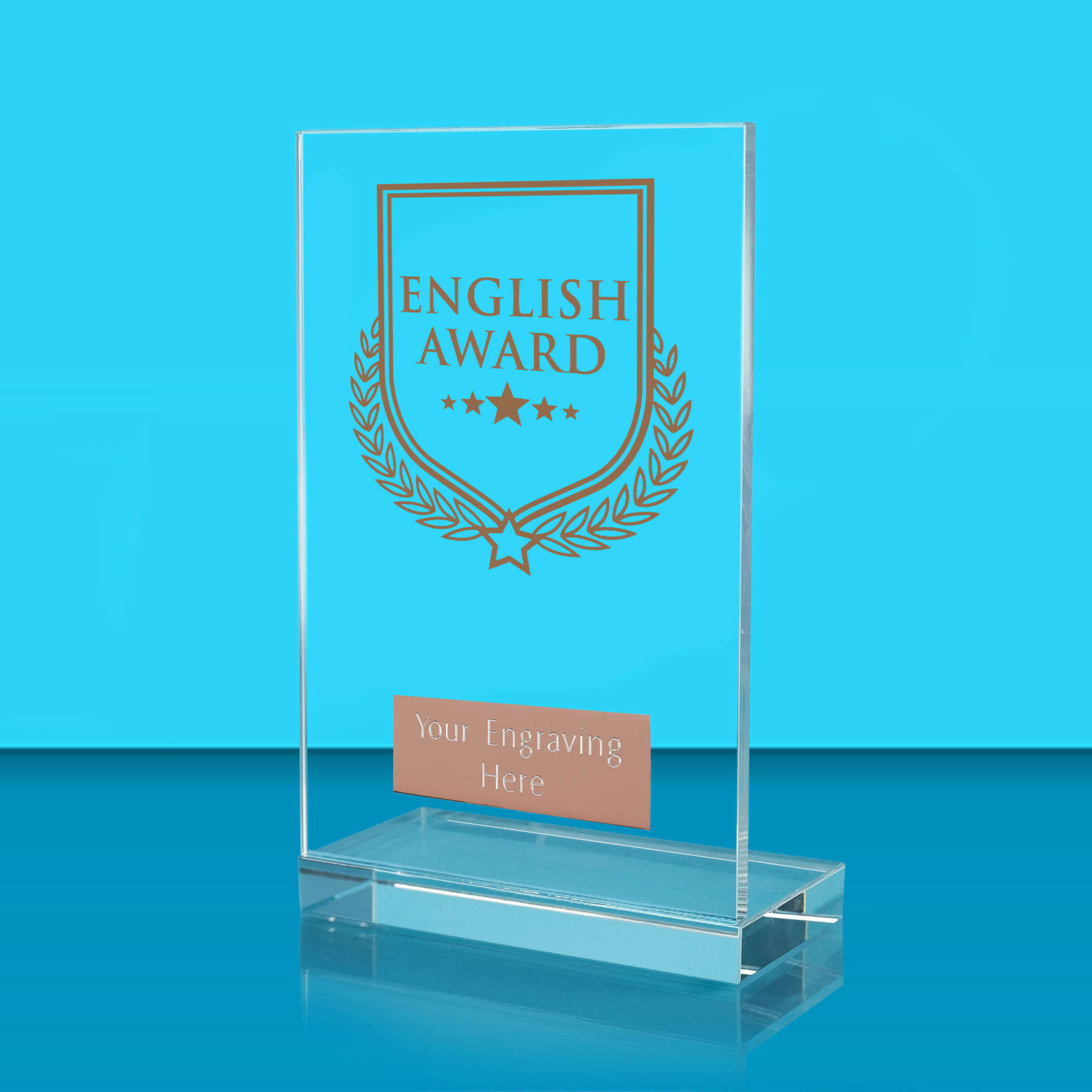 UV Colour Printed English Award L Shaped Jade Glass Award