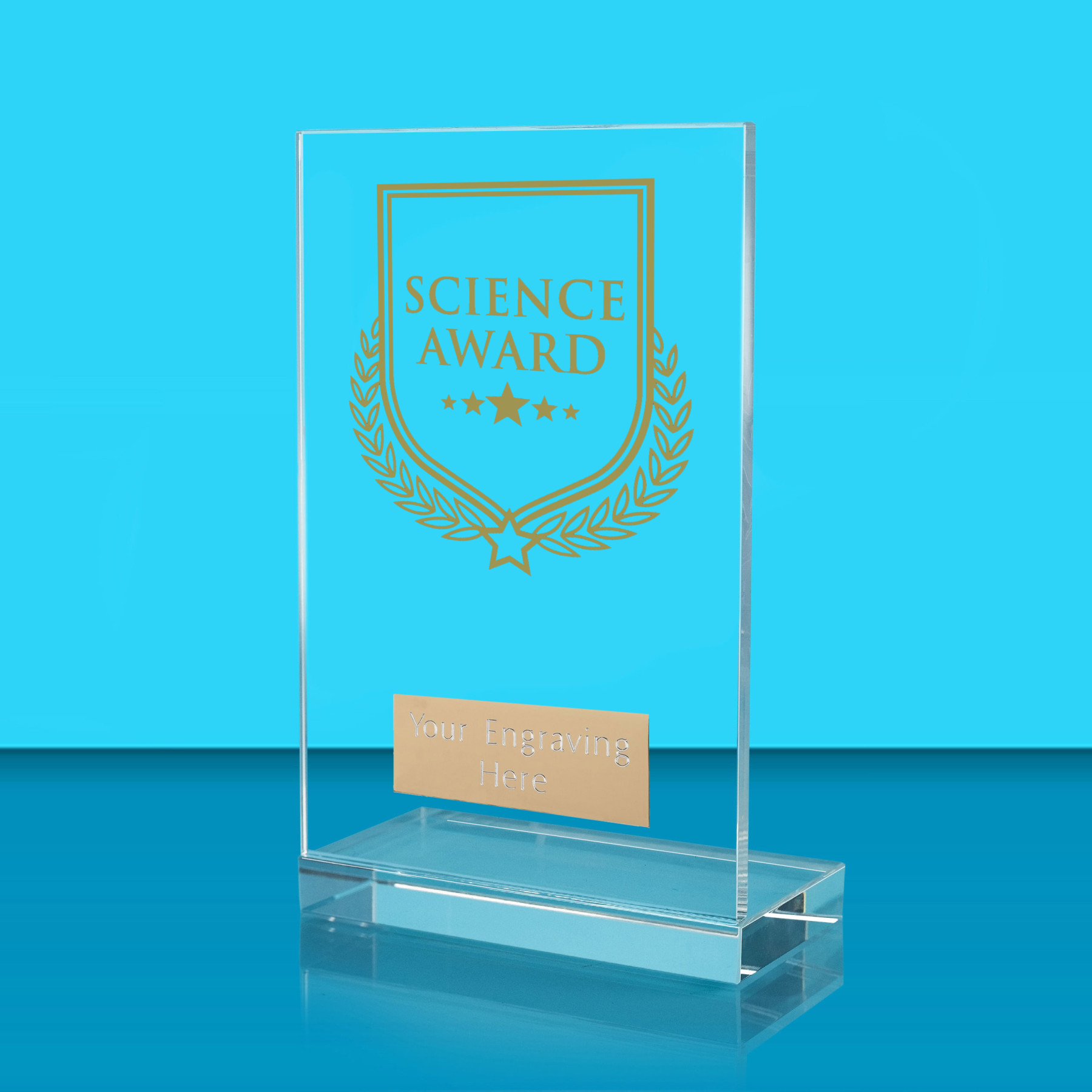 UV Colour Printed Science Award L Shaped Jade Glass Award