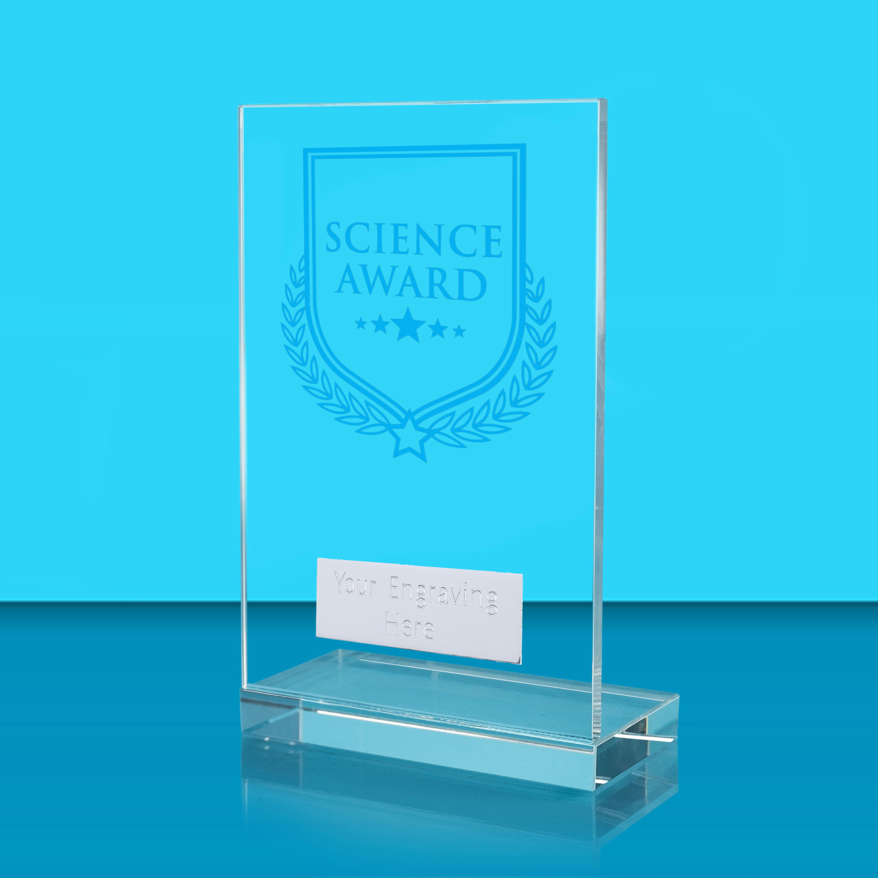 UV Colour Printed Science Award L Shaped Jade Glass Award