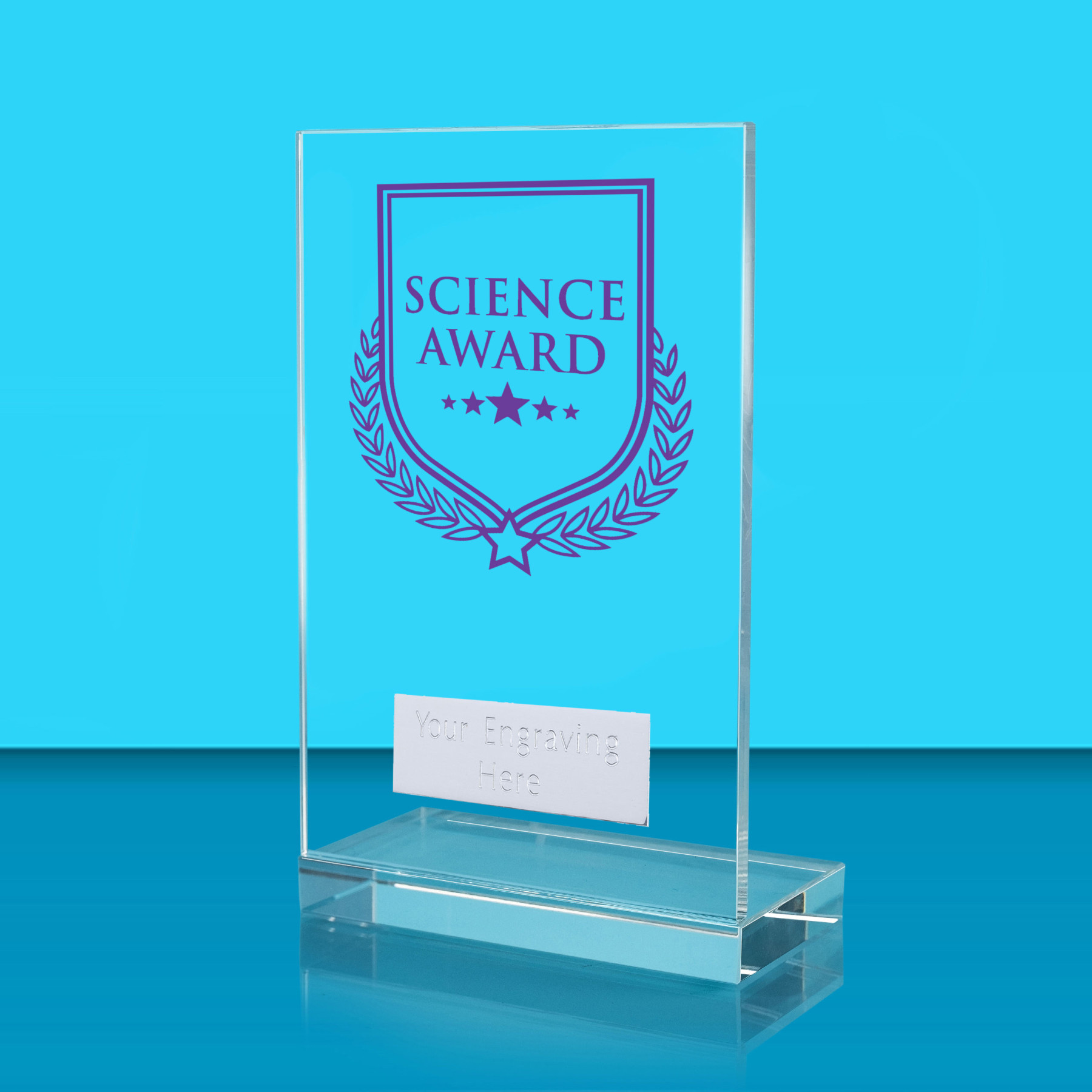UV Colour Printed Science Award L Shaped Jade Glass Award