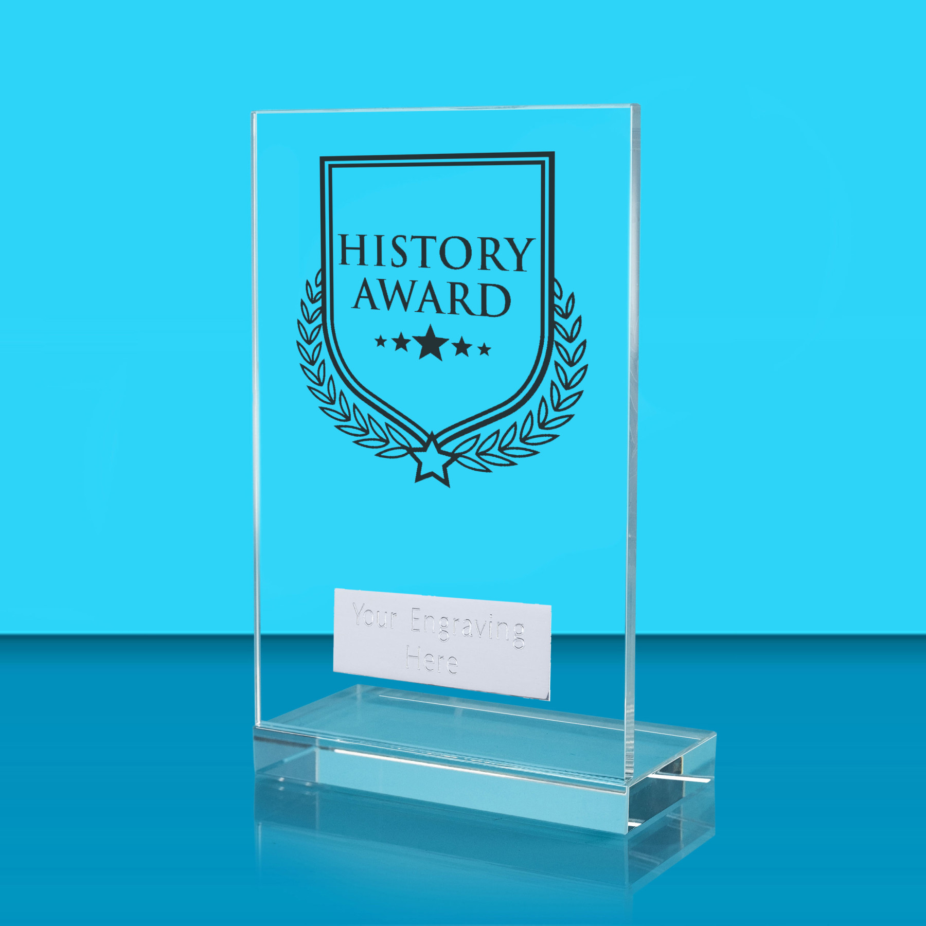 UV Colour Printed History Award L Shaped Jade Glass Award