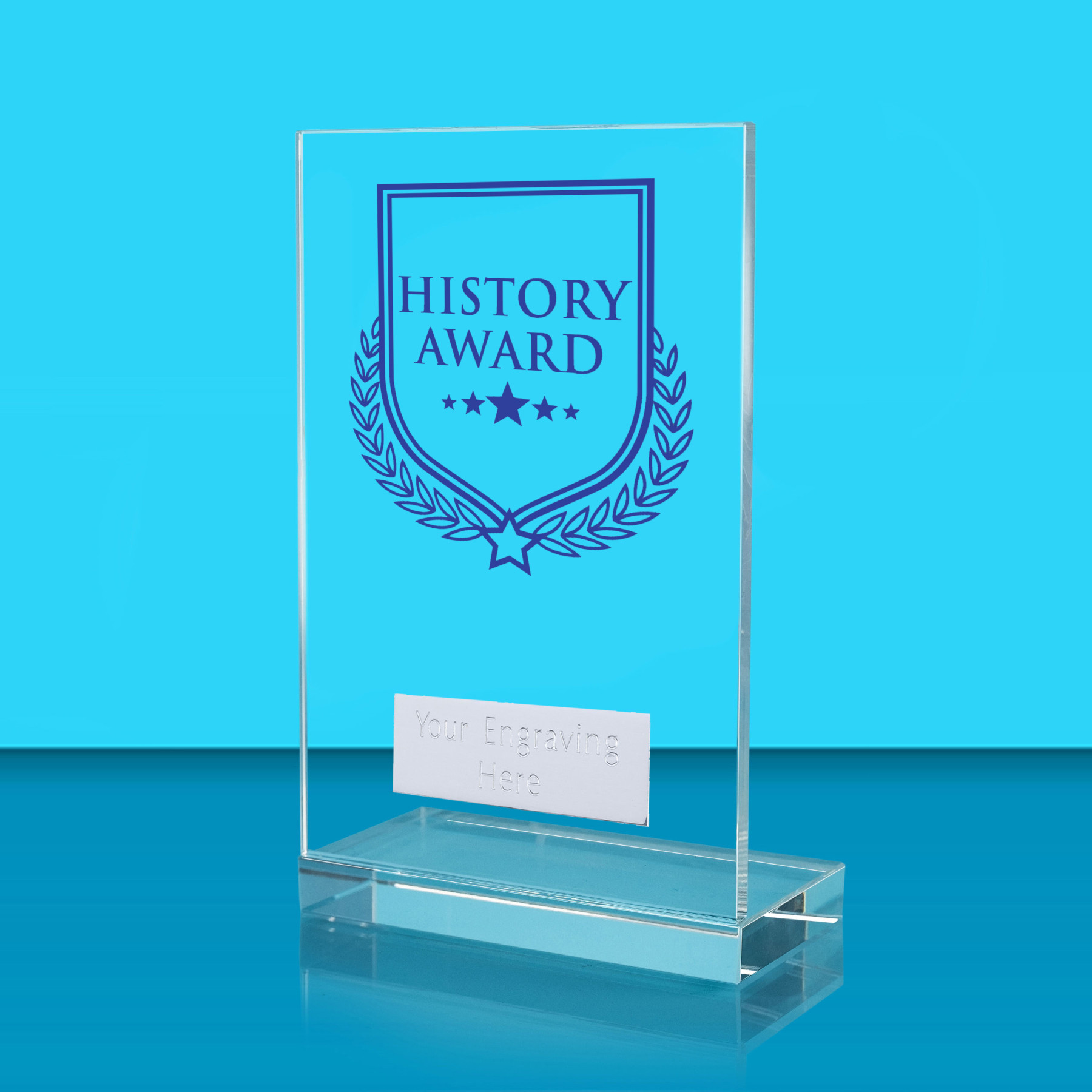 UV Colour Printed History Award L Shaped Jade Glass Award