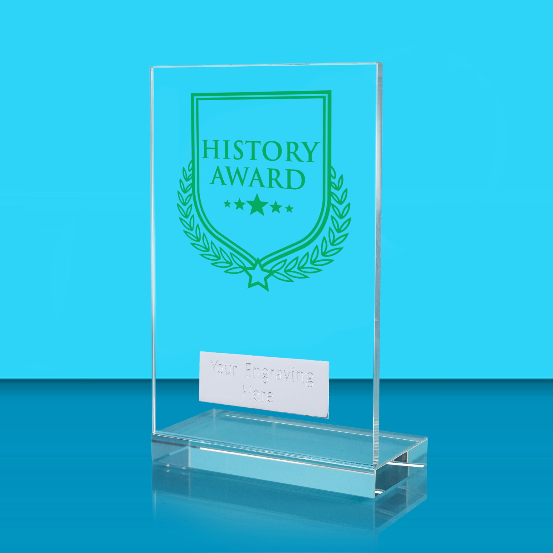 UV Colour Printed History Award L Shaped Jade Glass Award
