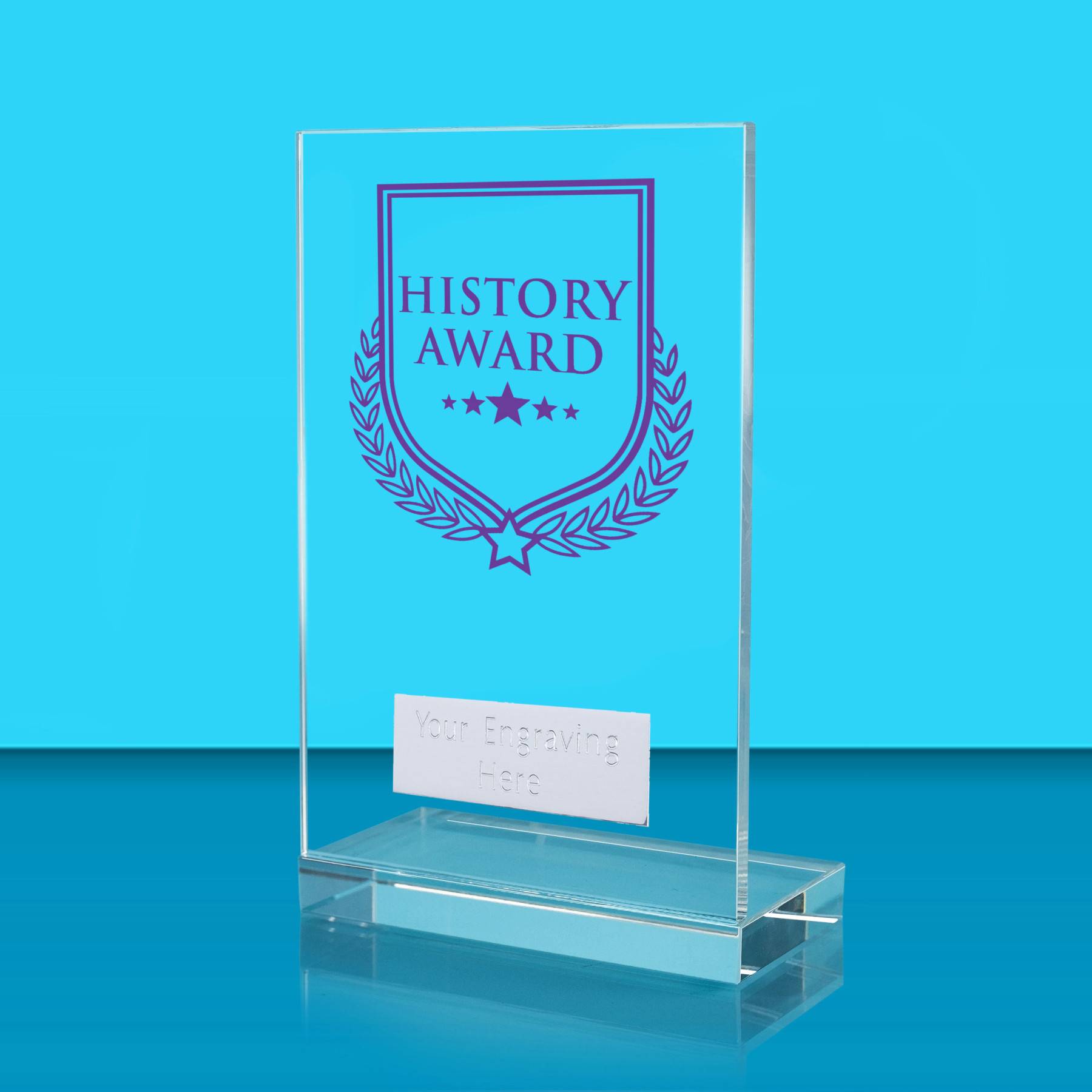 UV Colour Printed History Award L Shaped Jade Glass Award