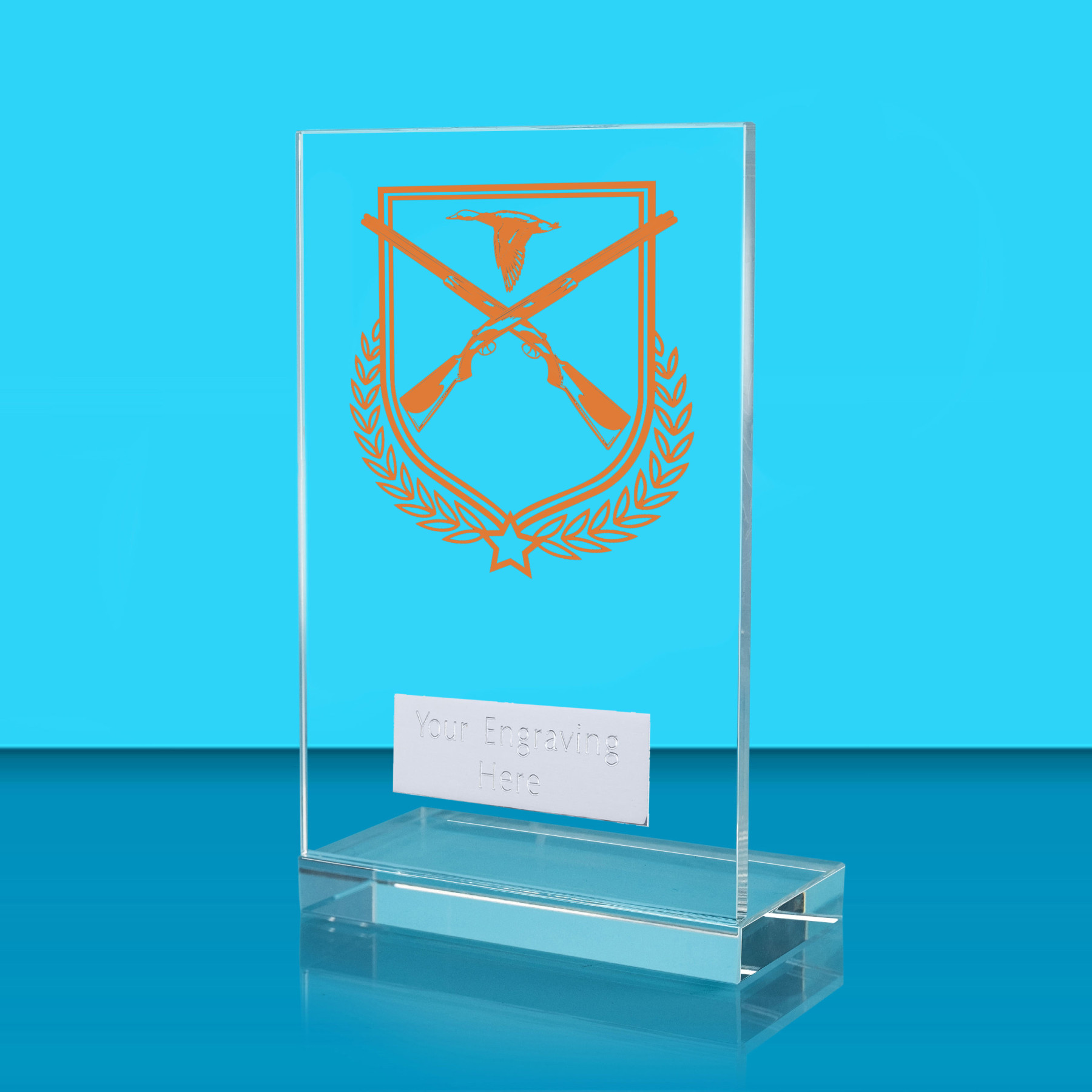UV Colour Printed Shooting L Shaped Jade Glass Award