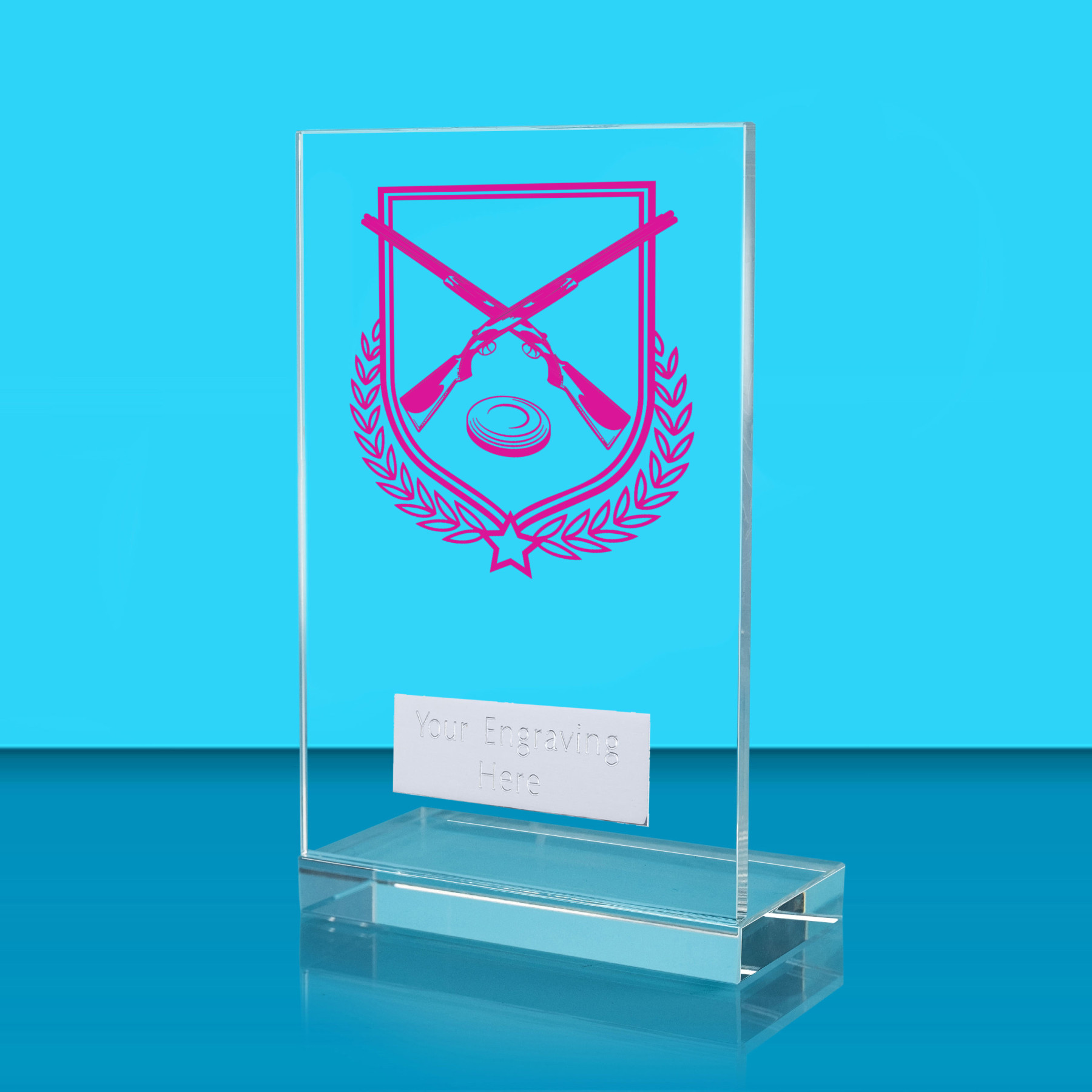 UV Colour Printed Shooting L Shaped Jade Glass Award