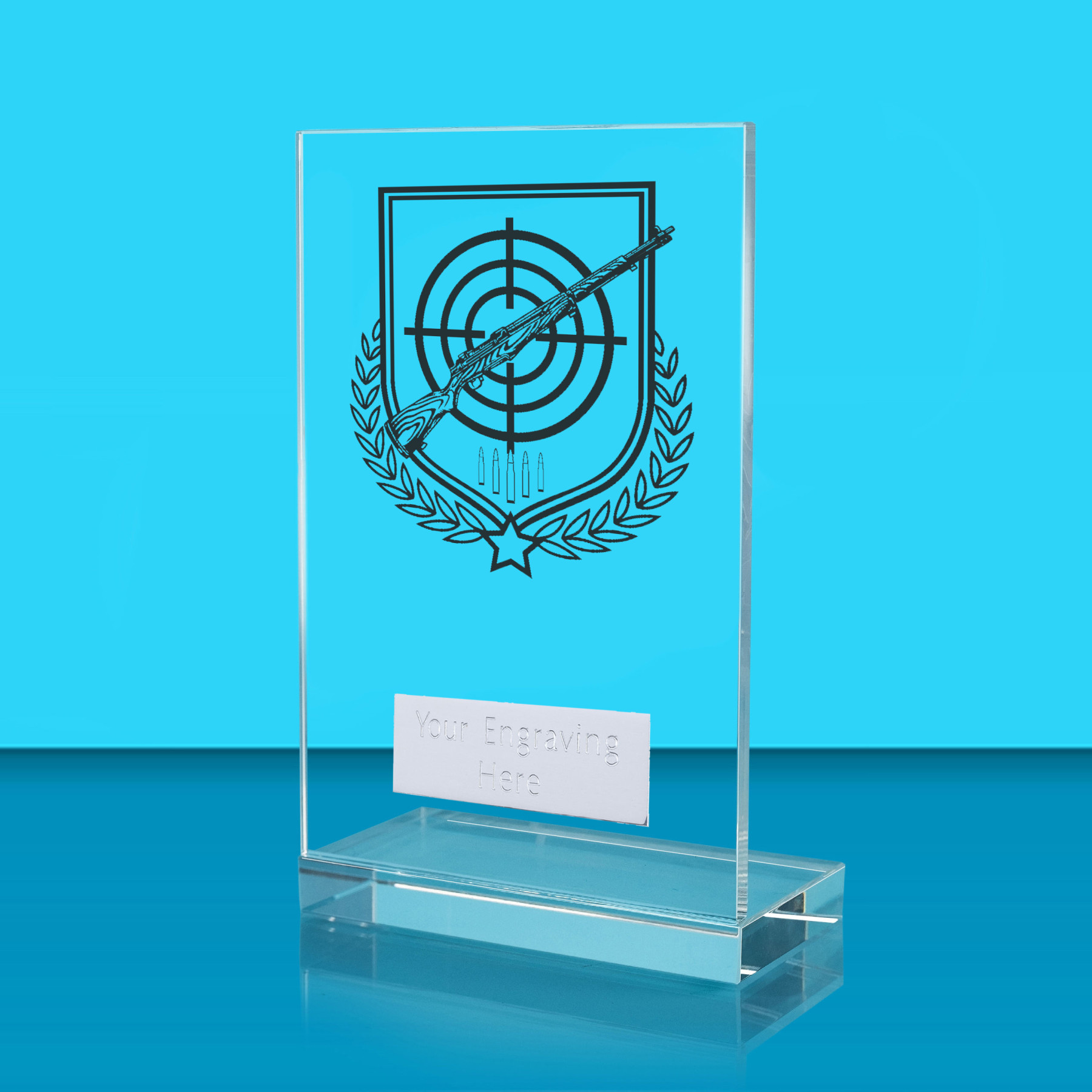 UV Colour Printed Shooting L Shaped Jade Glass Award