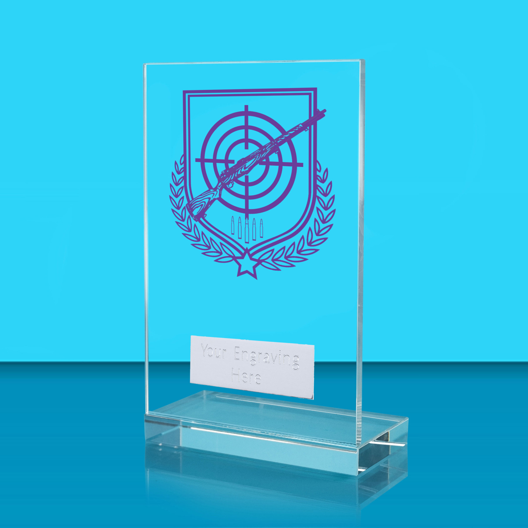 UV Colour Printed Shooting L Shaped Jade Glass Award