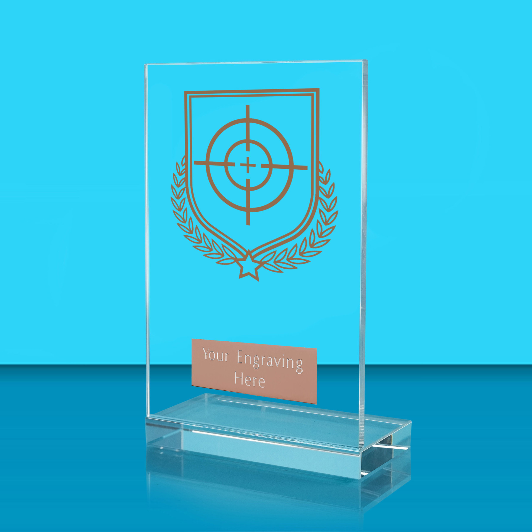 UV Colour Printed Shooting L Shaped Jade Glass Award