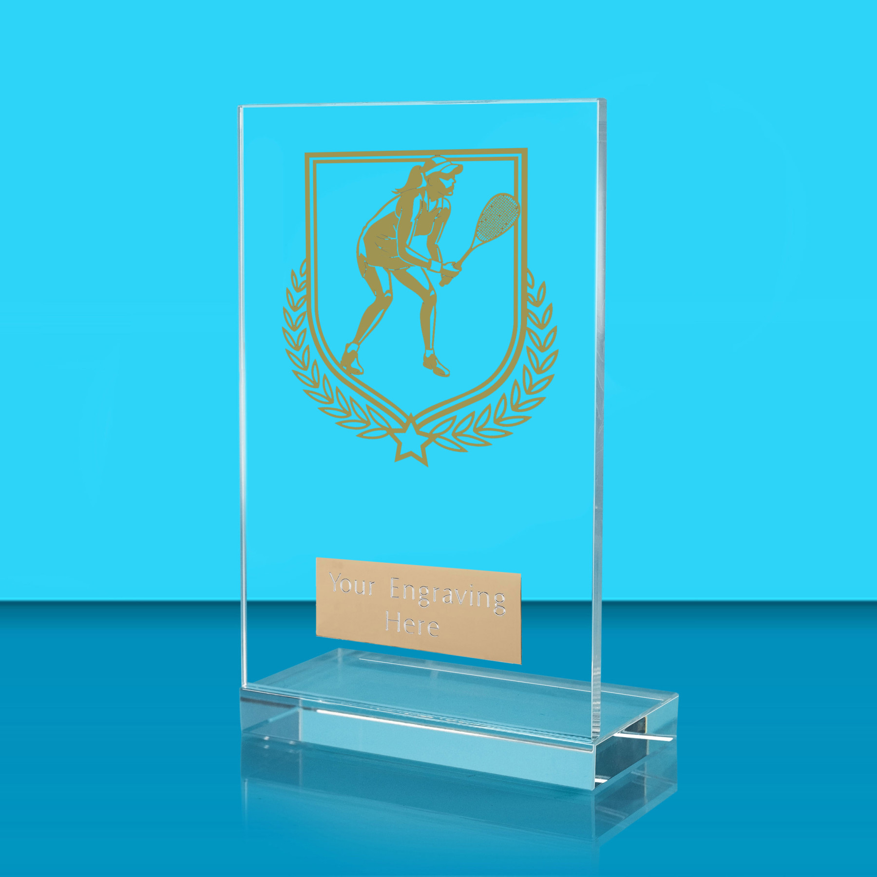 UV Colour Printed Squash L Shaped Jade Glass Award