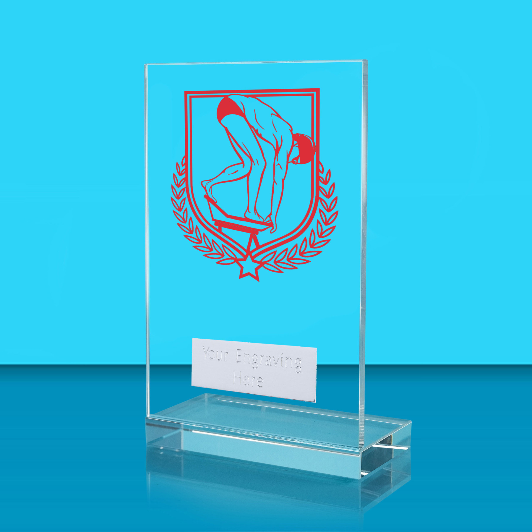 UV Colour Printed Diving L Shaped Jade Glass Award