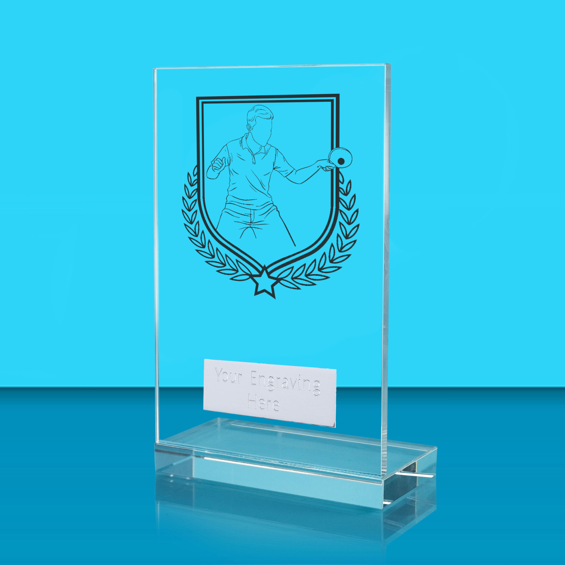 UV Colour Printed Table Tennis L Shaped Jade Glass Award