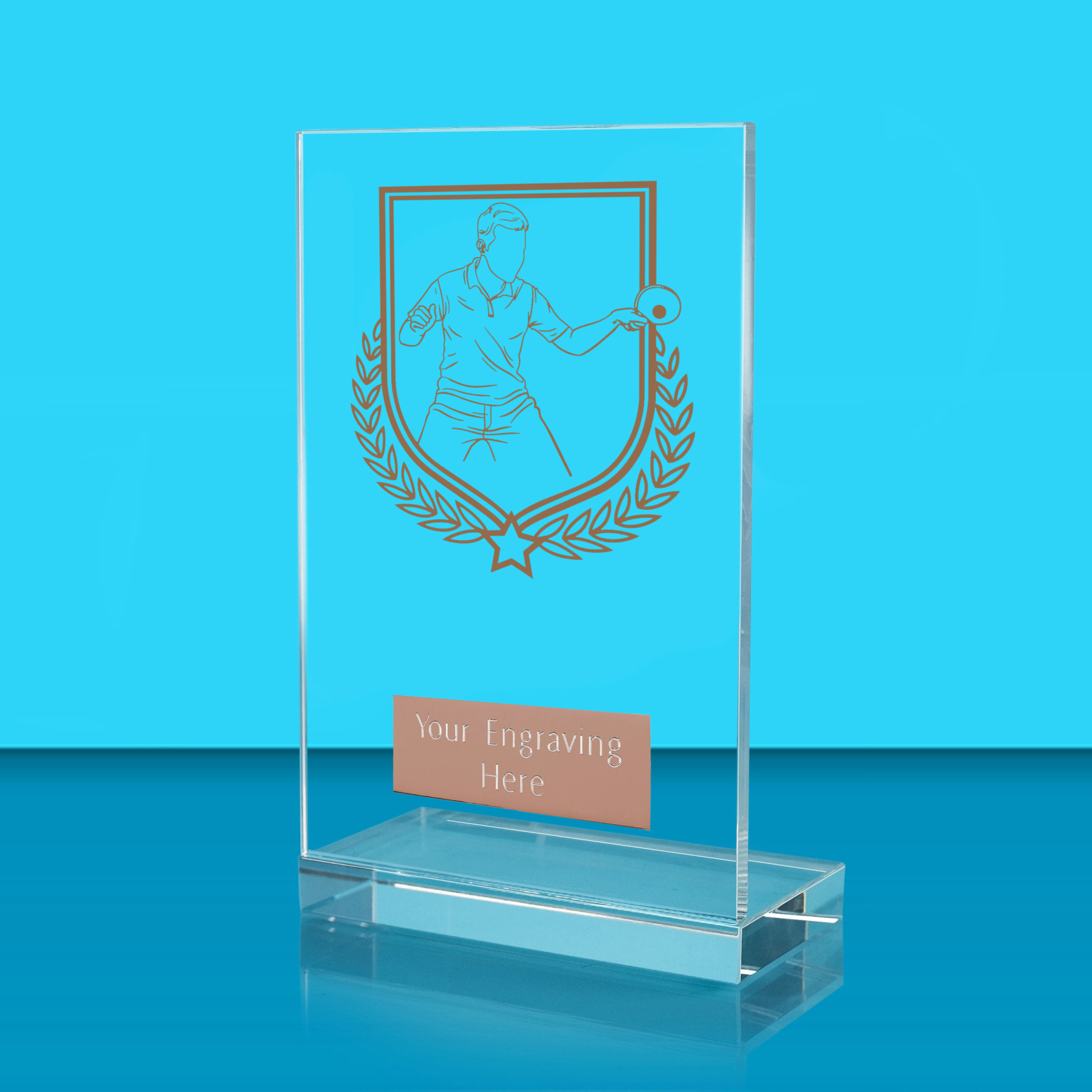 UV Colour Printed Table Tennis L Shaped Jade Glass Award