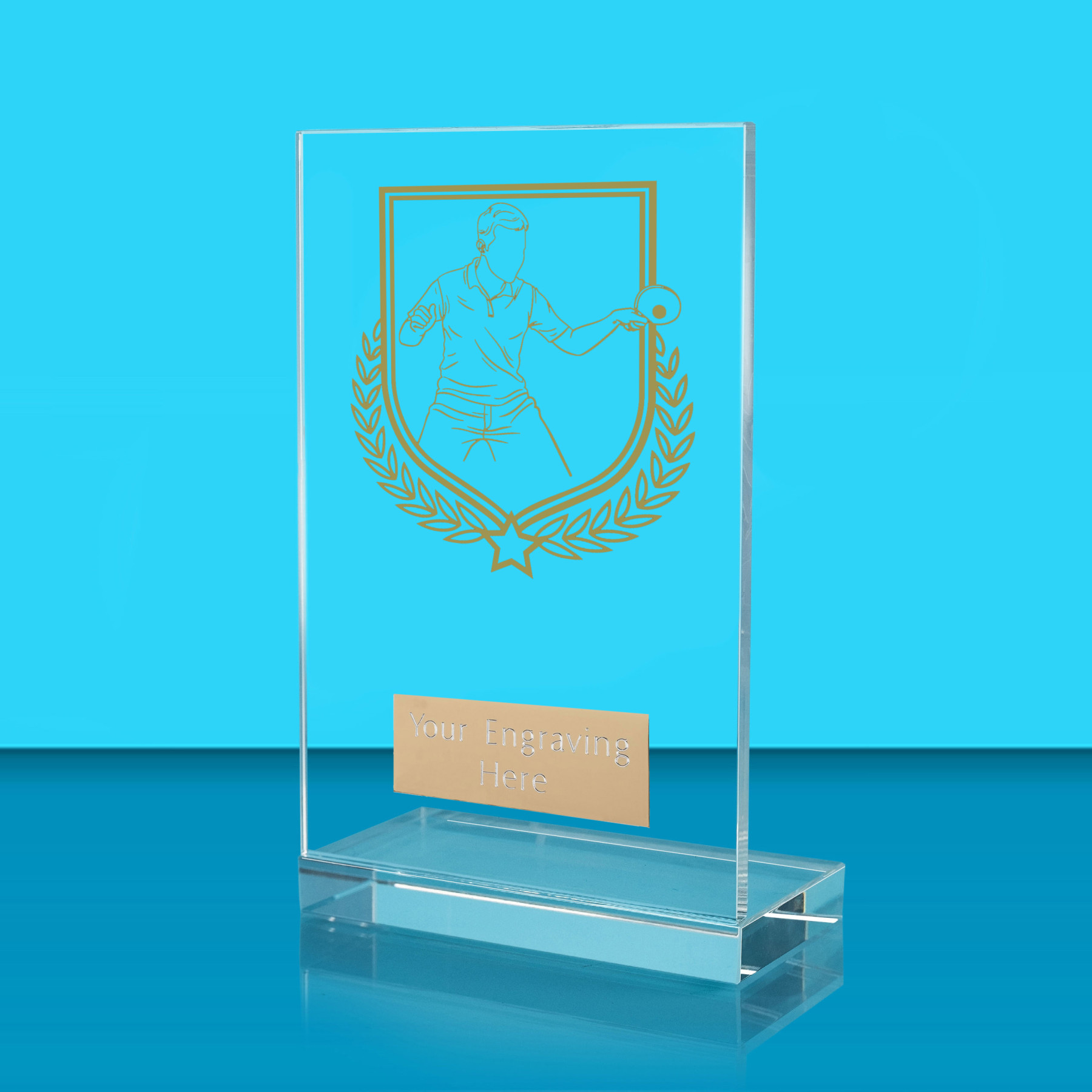 UV Colour Printed Table Tennis L Shaped Jade Glass Award
