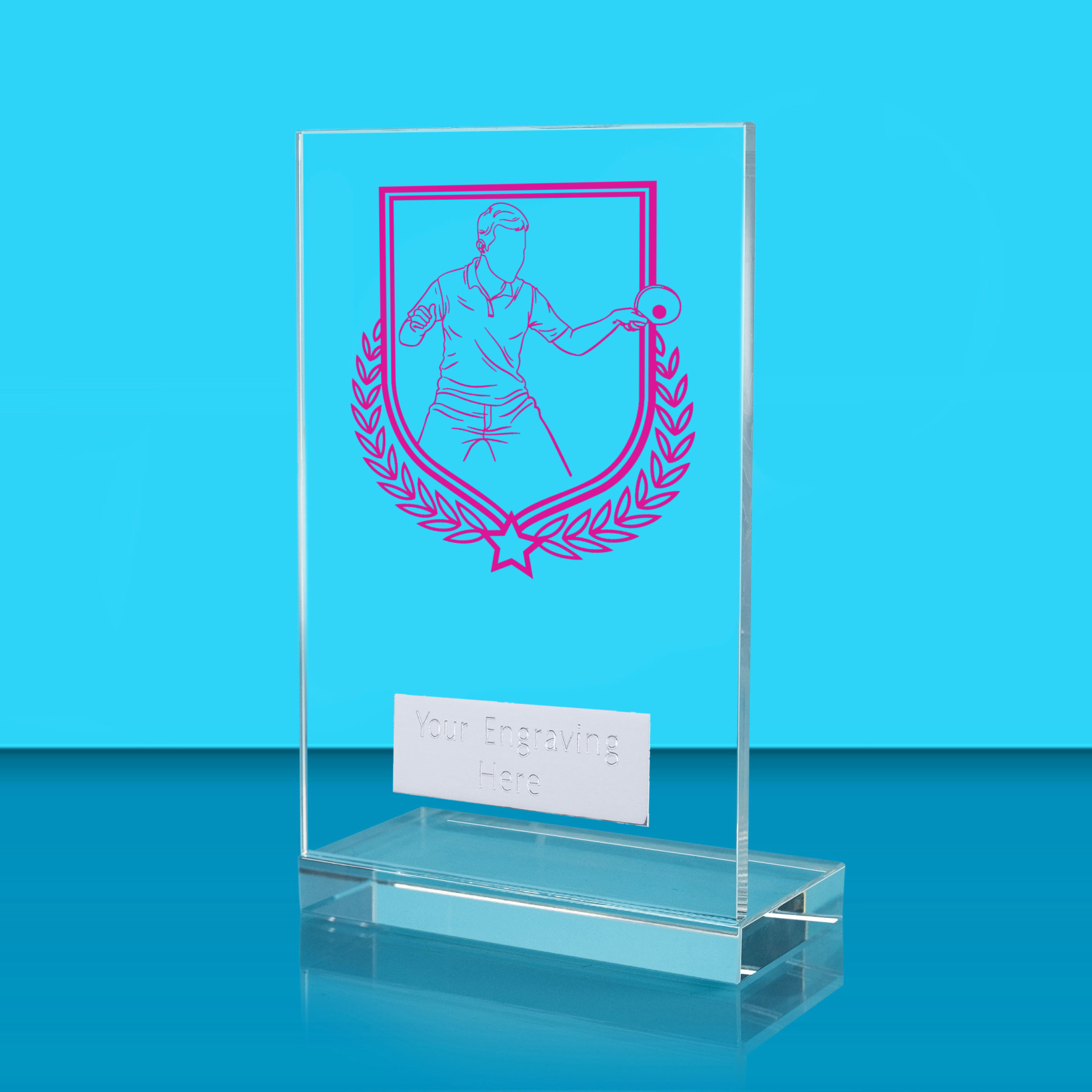 UV Colour Printed Table Tennis L Shaped Jade Glass Award