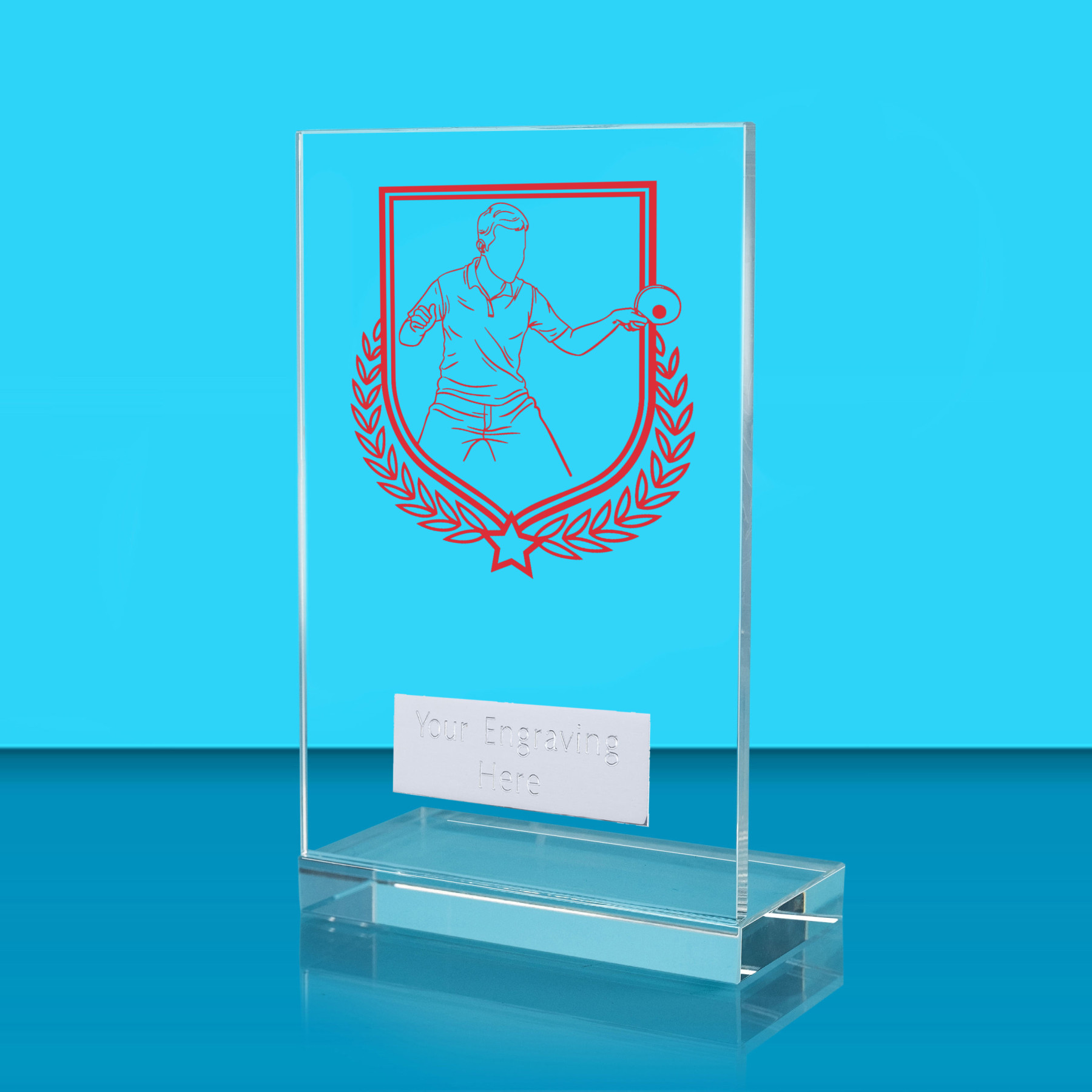 UV Colour Printed Table Tennis L Shaped Jade Glass Award