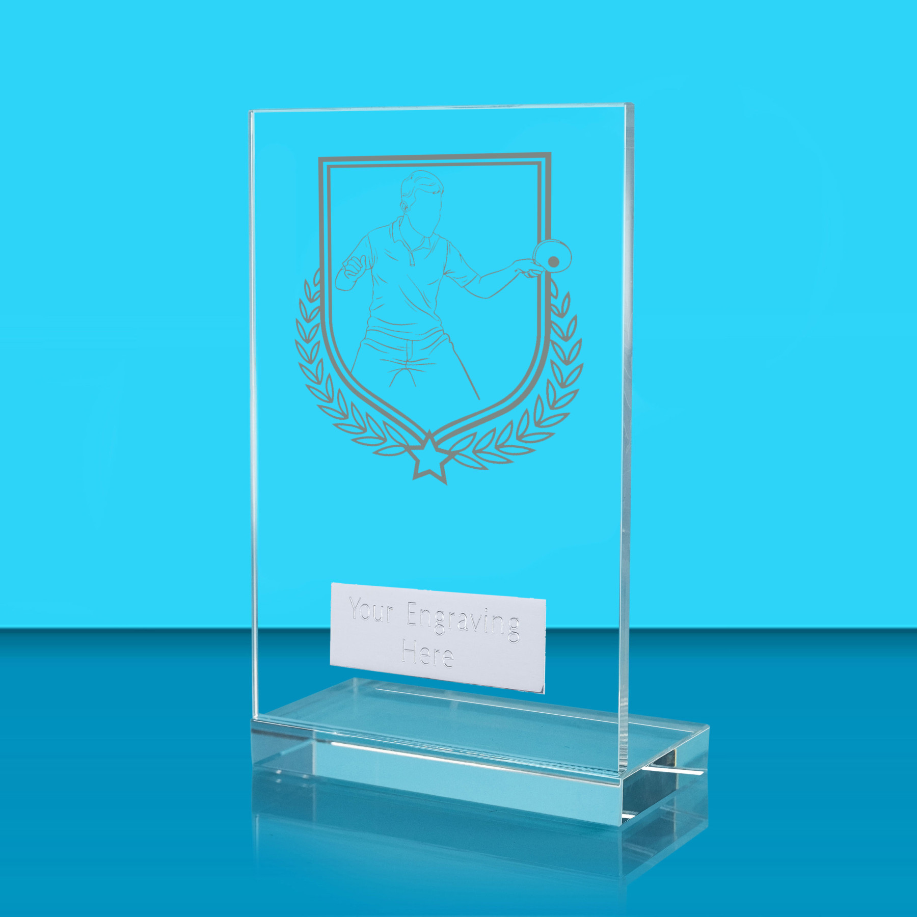 UV Colour Printed Table Tennis L Shaped Jade Glass Award