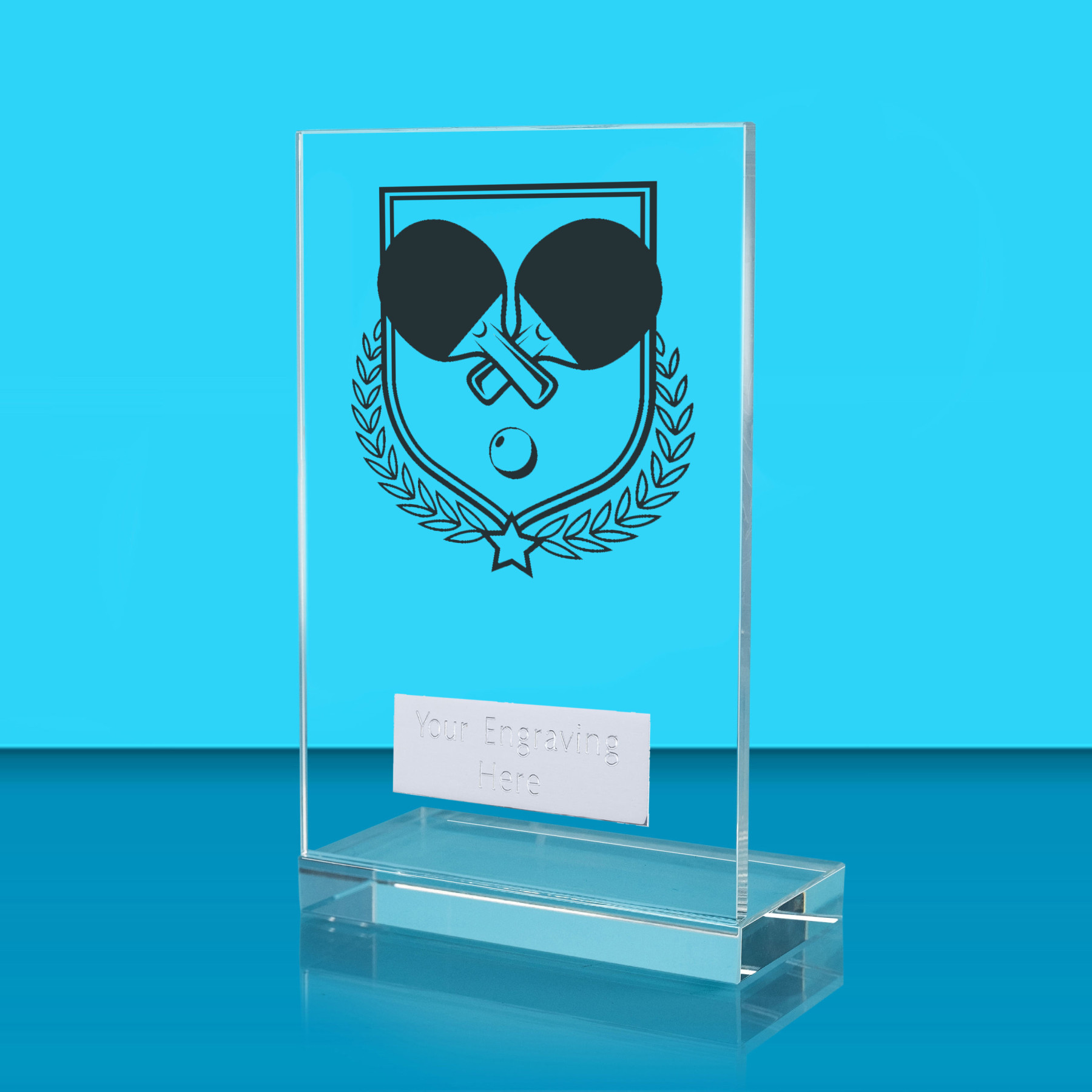 UV Colour Printed Table Tennis L Shaped Jade Glass Award