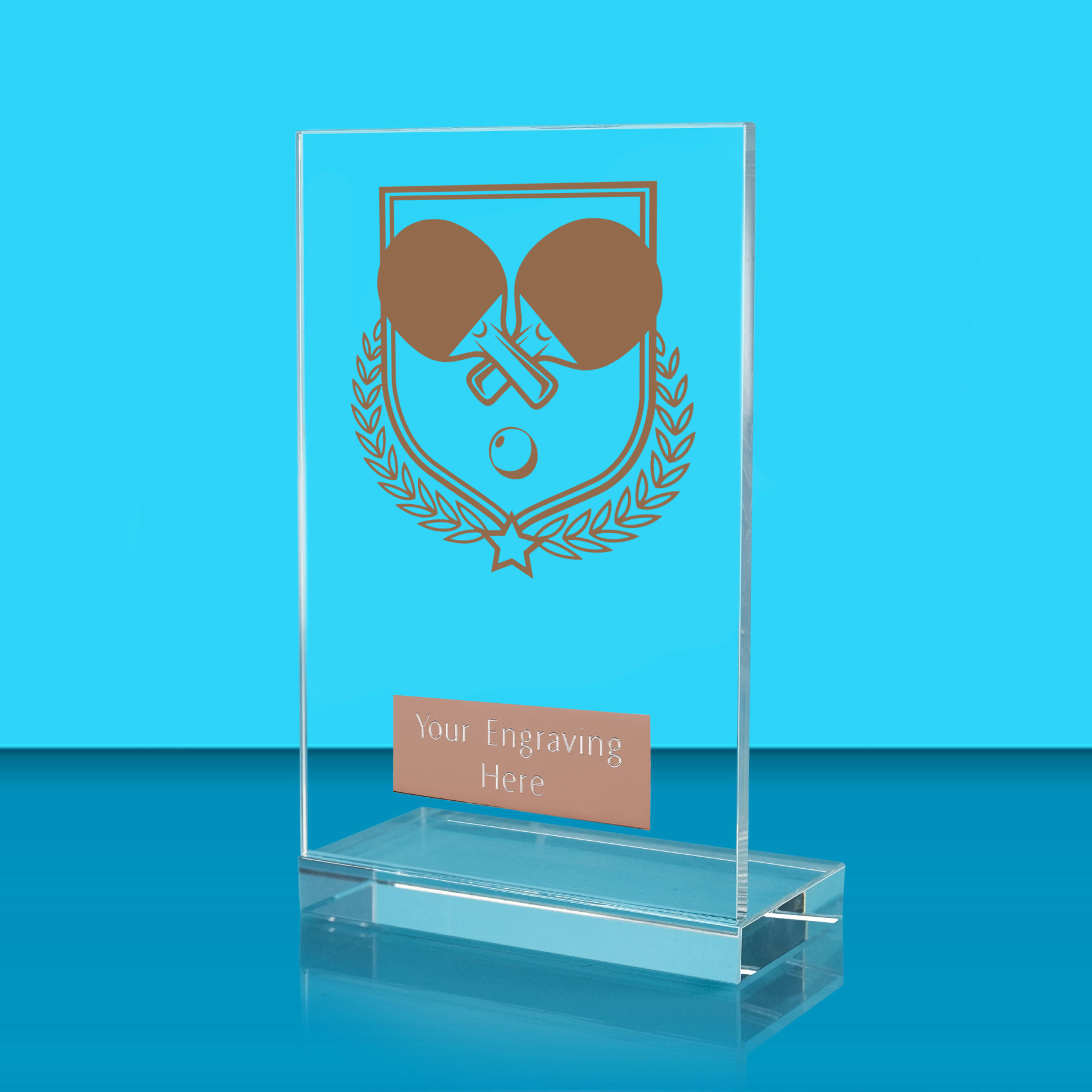 UV Colour Printed Table Tennis L Shaped Jade Glass Award