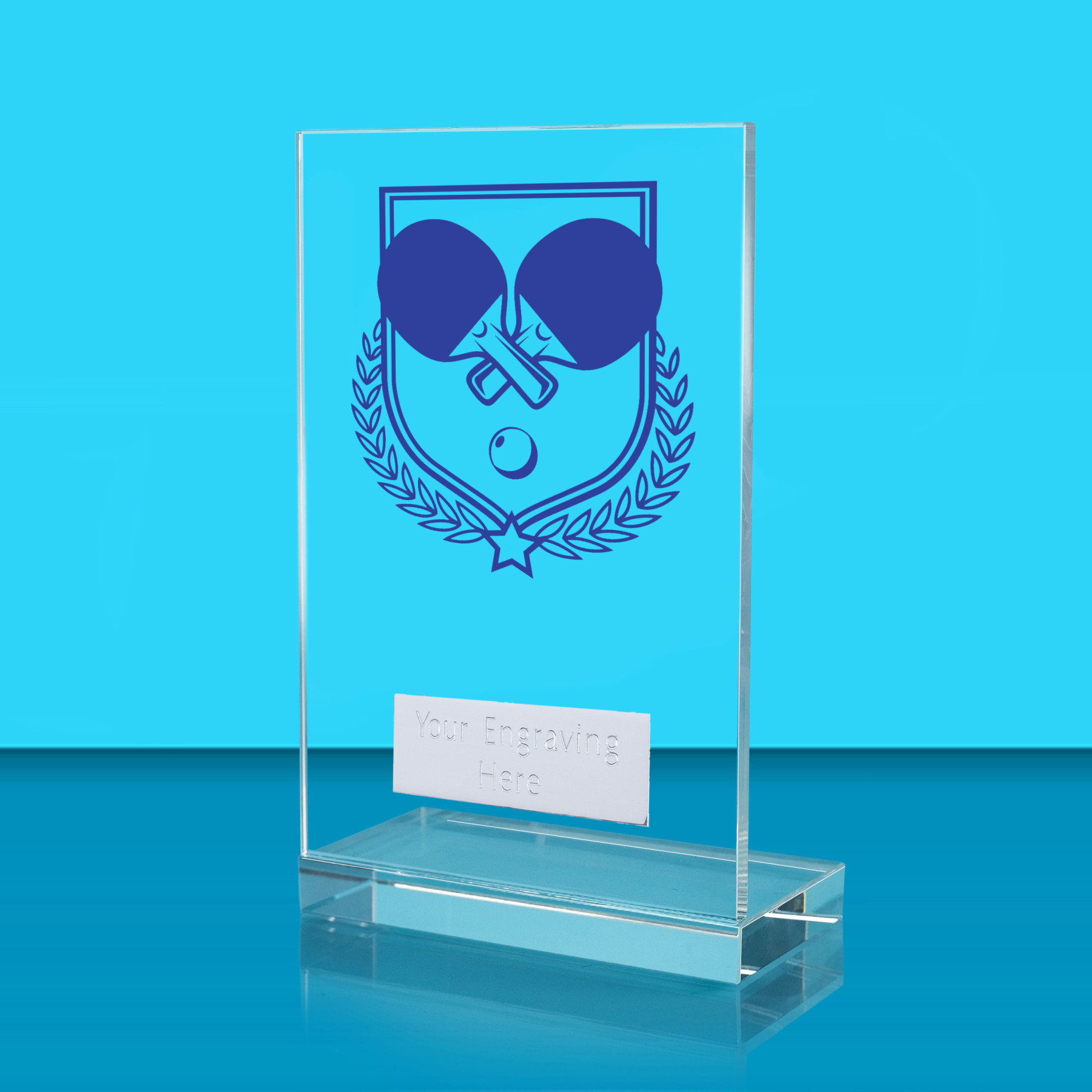 UV Colour Printed Table Tennis L Shaped Jade Glass Award