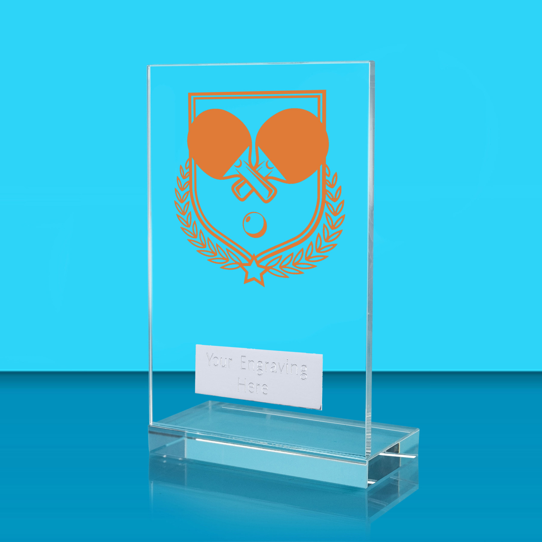 UV Colour Printed Table Tennis L Shaped Jade Glass Award