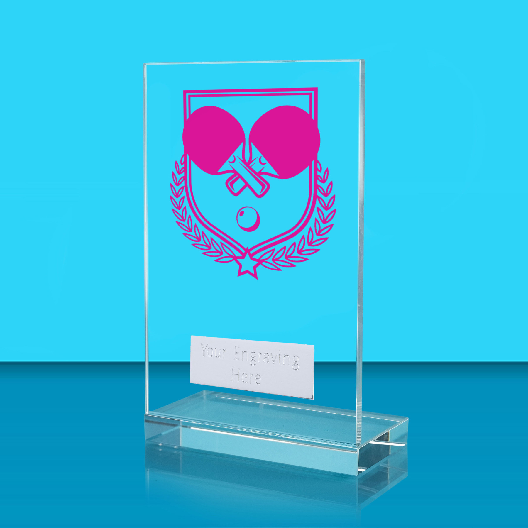 UV Colour Printed Table Tennis L Shaped Jade Glass Award