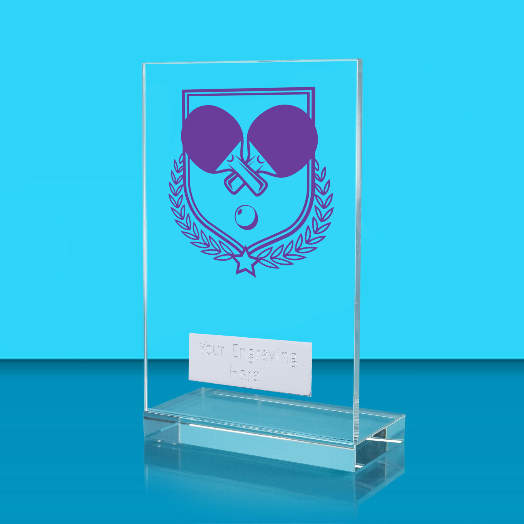 UV Colour Printed Table Tennis L Shaped Jade Glass Award
