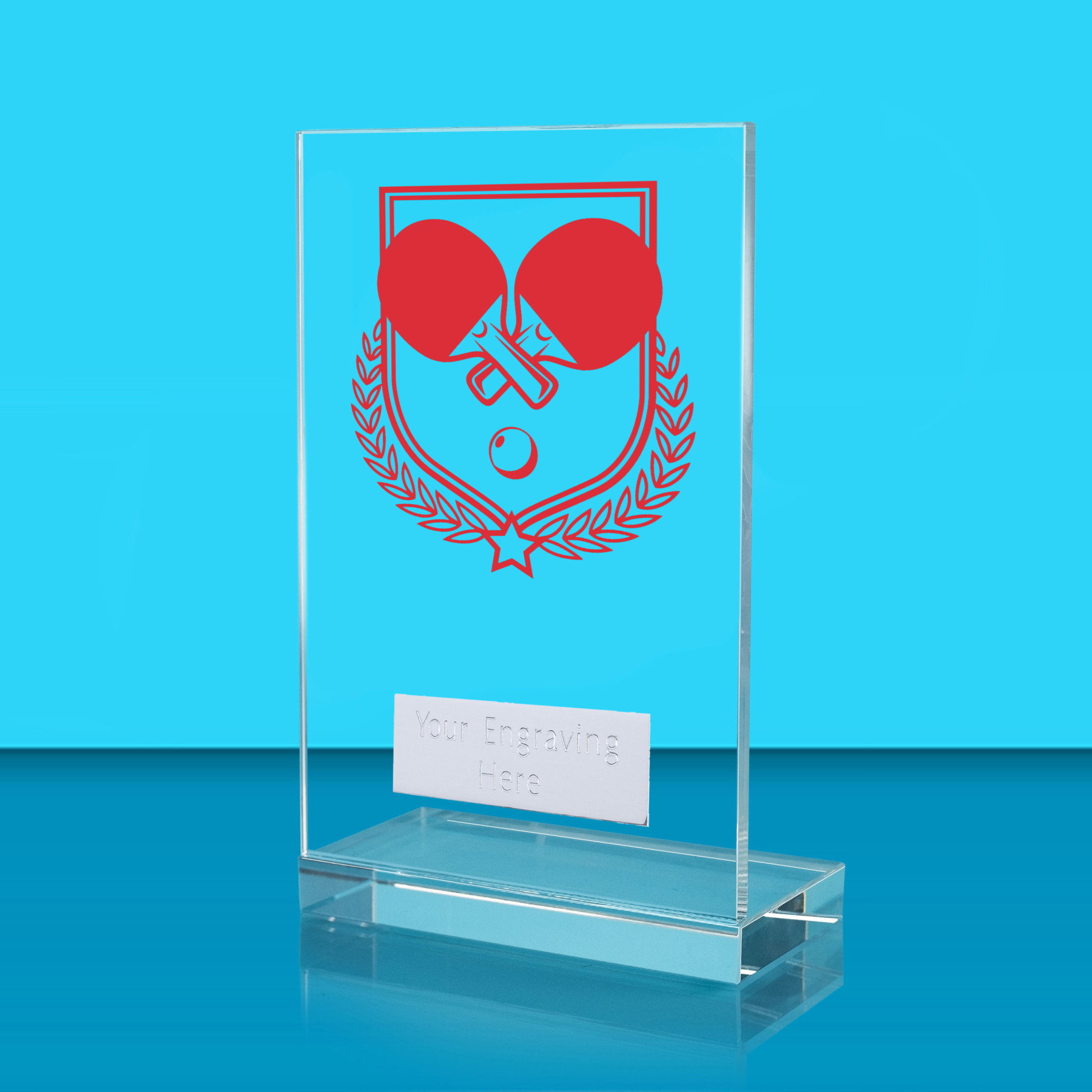 UV Colour Printed Table Tennis L Shaped Jade Glass Award