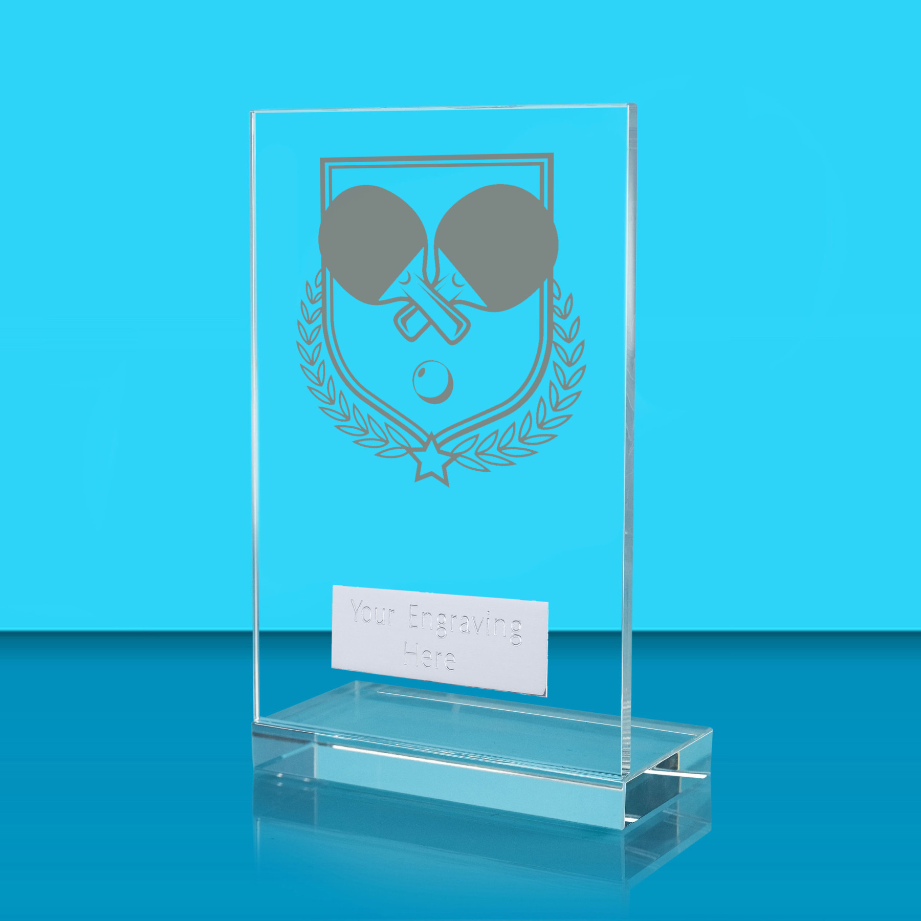 UV Colour Printed Table Tennis L Shaped Jade Glass Award