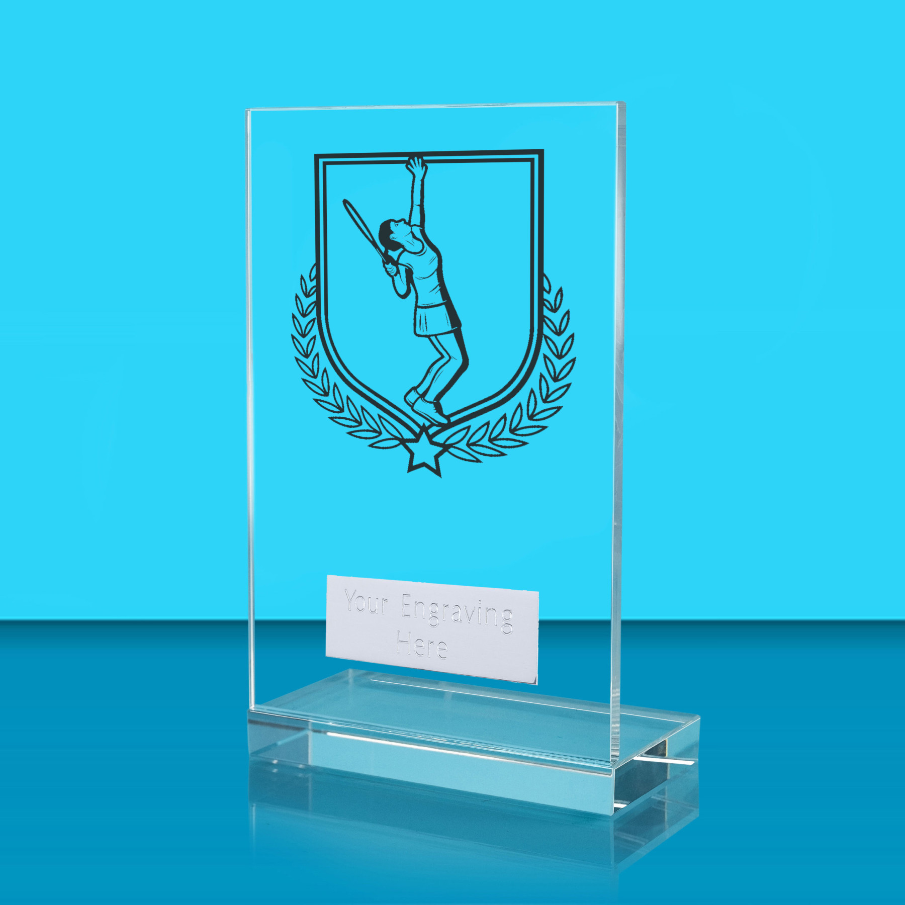 UV Colour Printed Tennis L Shaped Jade Glass Award