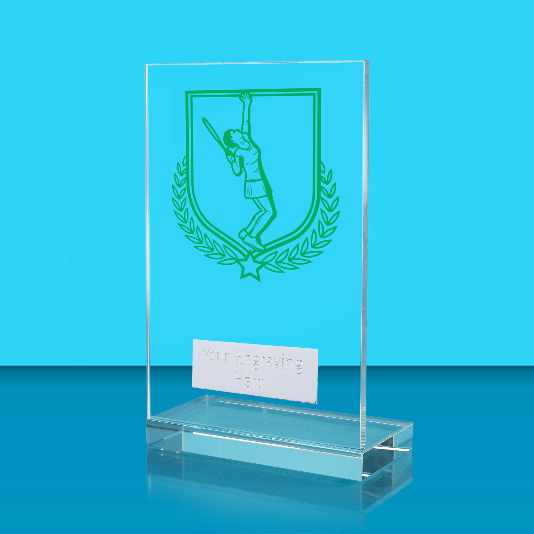 UV Colour Printed Tennis L Shaped Jade Glass Award