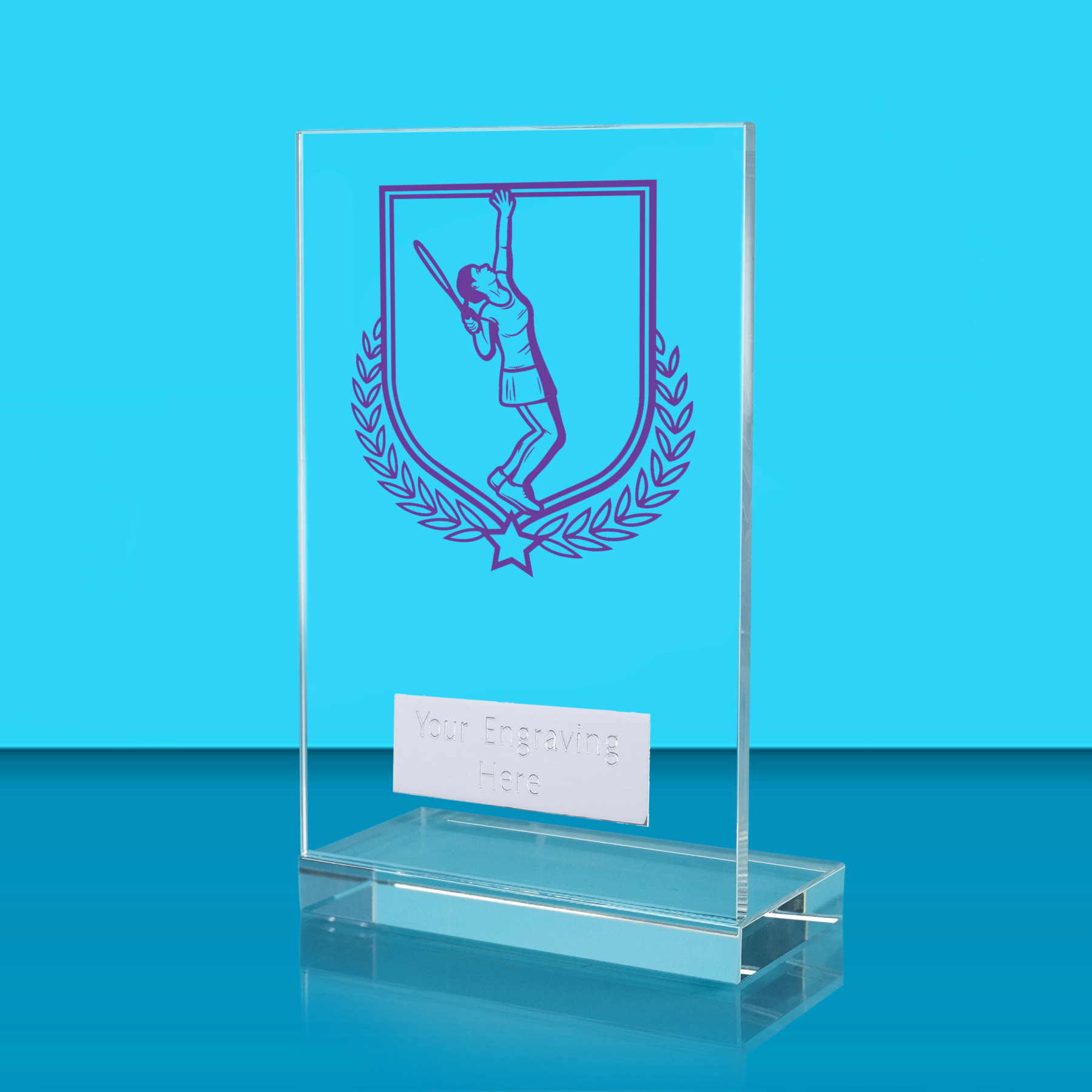 UV Colour Printed Tennis L Shaped Jade Glass Award