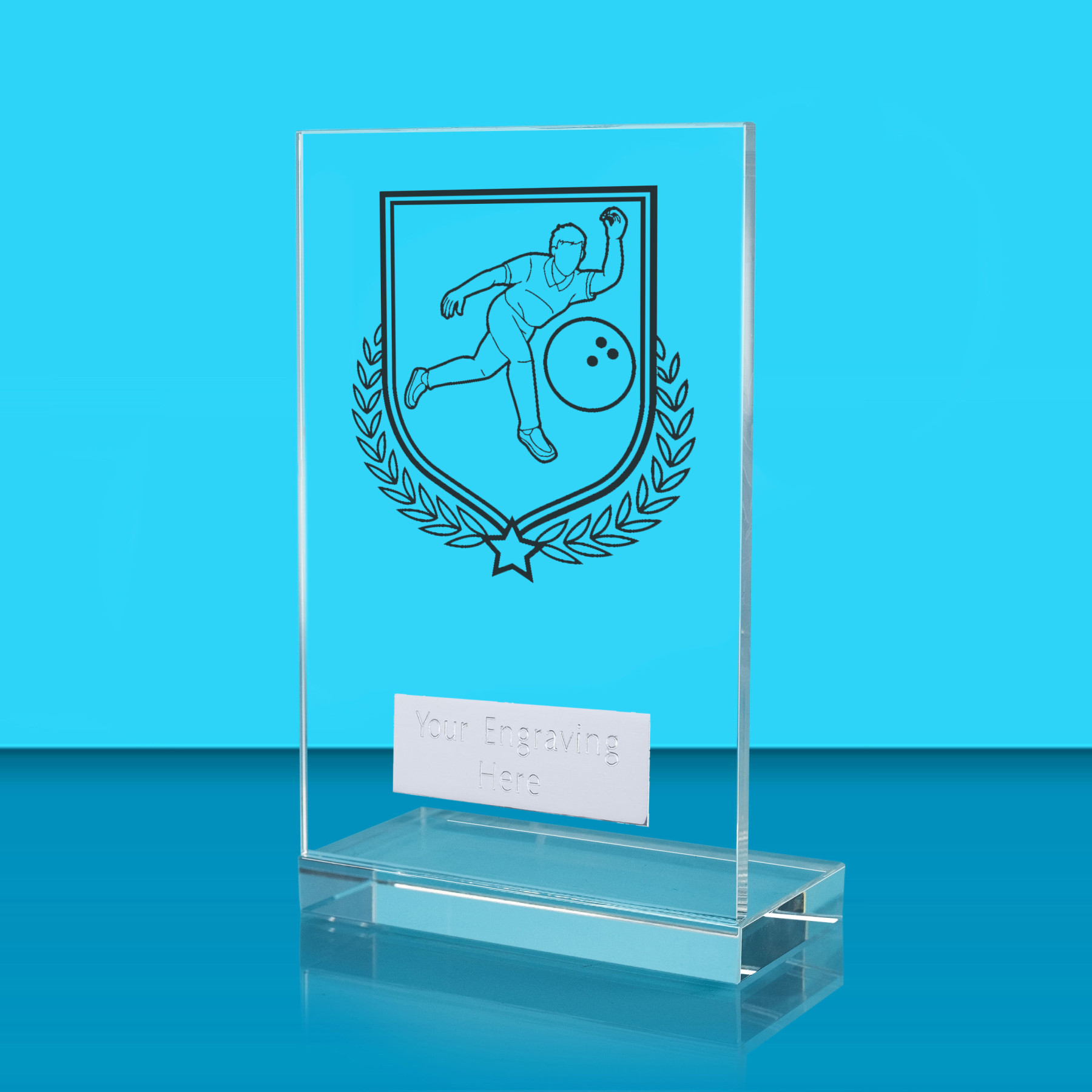 UV Colour Printed Ten Pin Bowling L Shaped Jade Glass Award