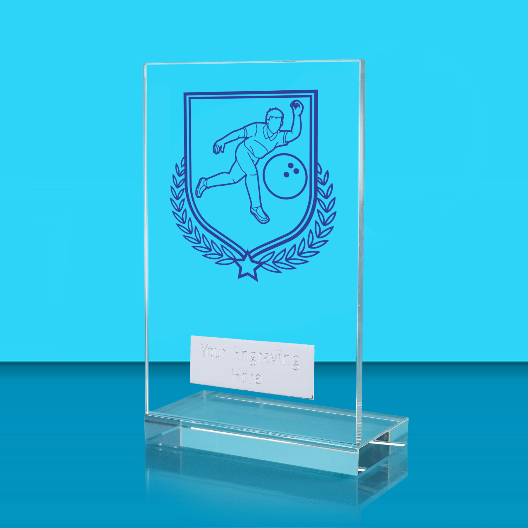 UV Colour Printed Ten Pin Bowling L Shaped Jade Glass Award