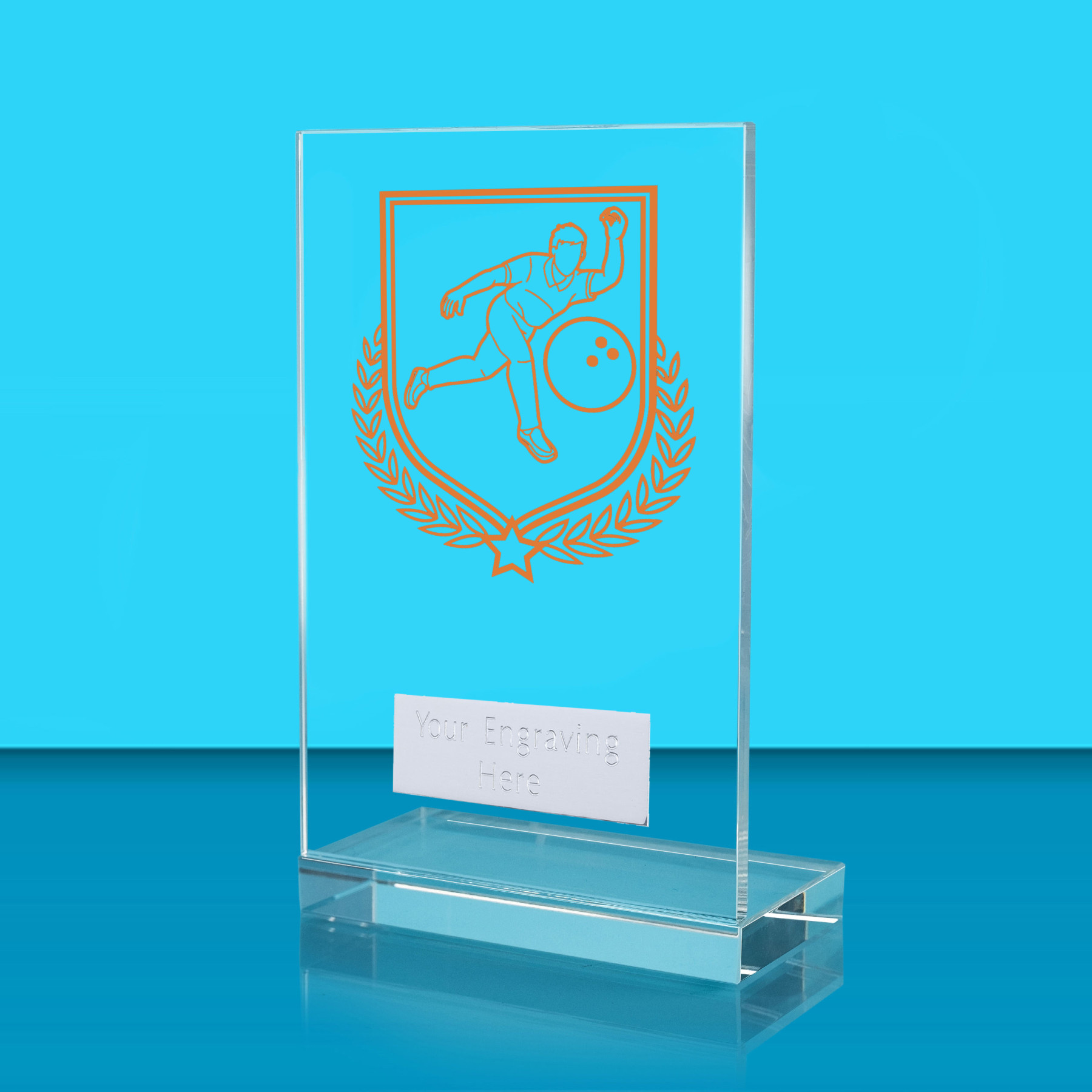 UV Colour Printed Ten Pin Bowling L Shaped Jade Glass Award